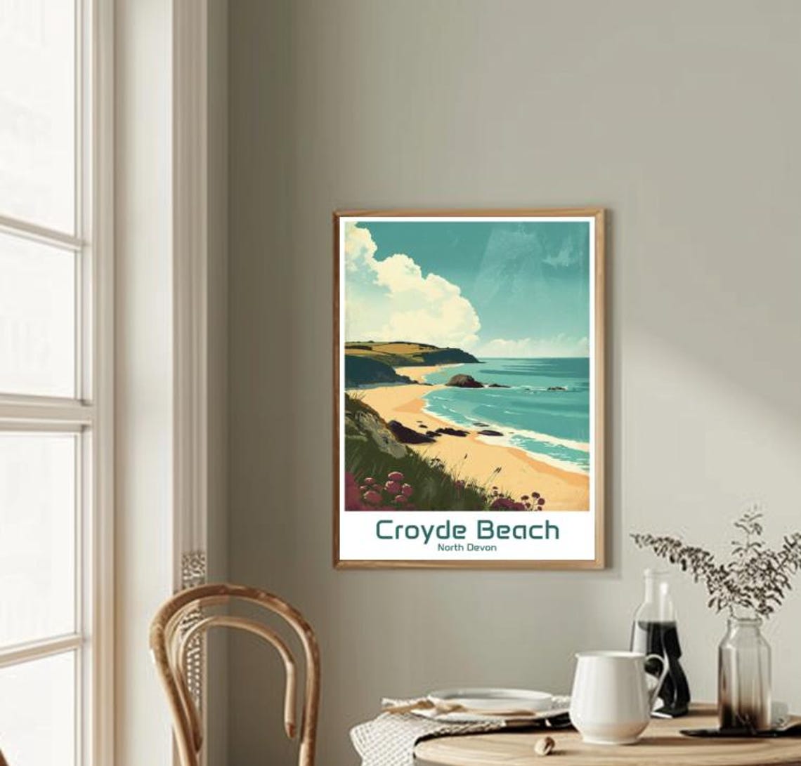 Croyde Beach North Devon Surf Coast Seaside Landscape Travel Poster - Image 2