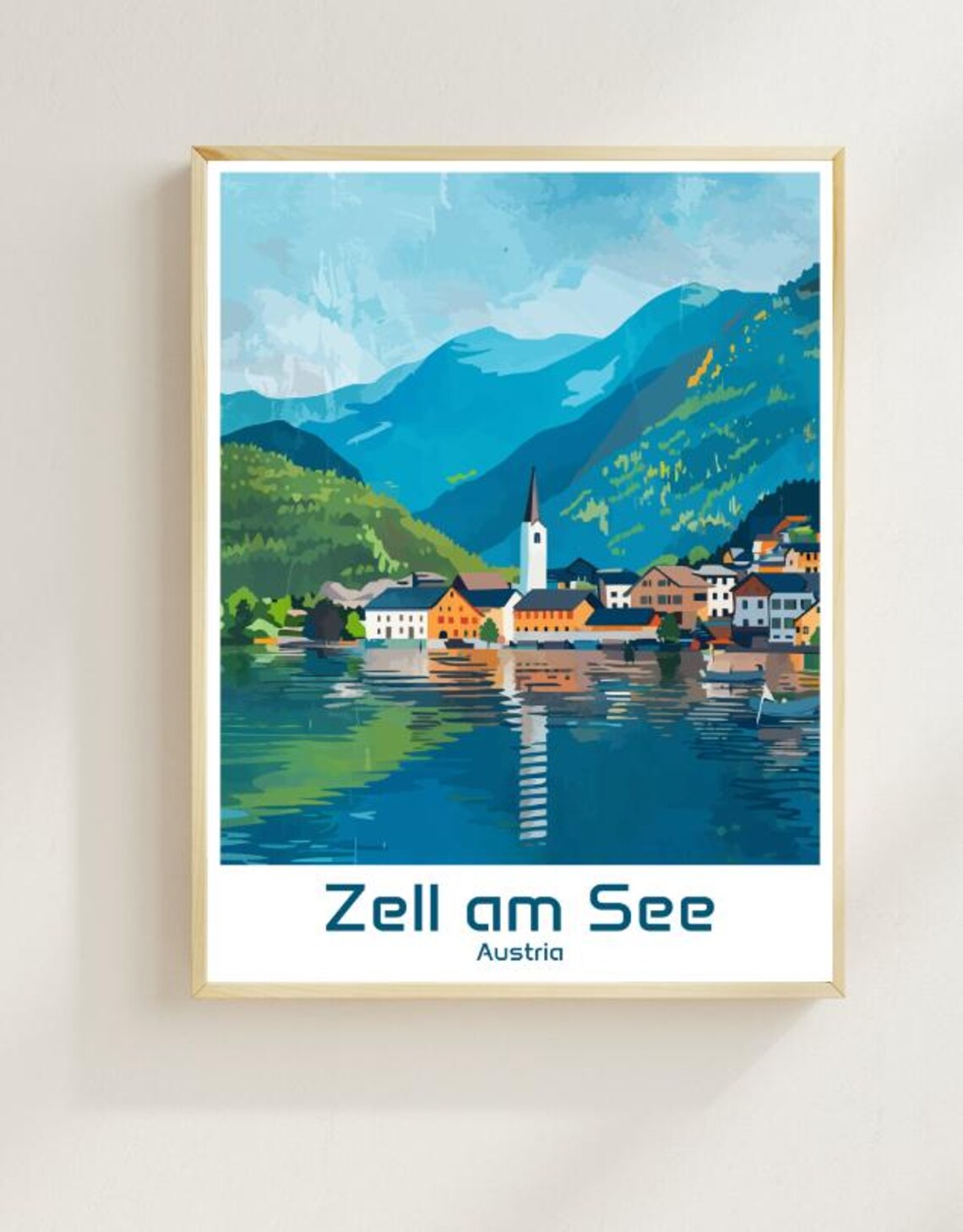 Zell Am See Austria Lakeside Village And Alpine Mountain View Poster