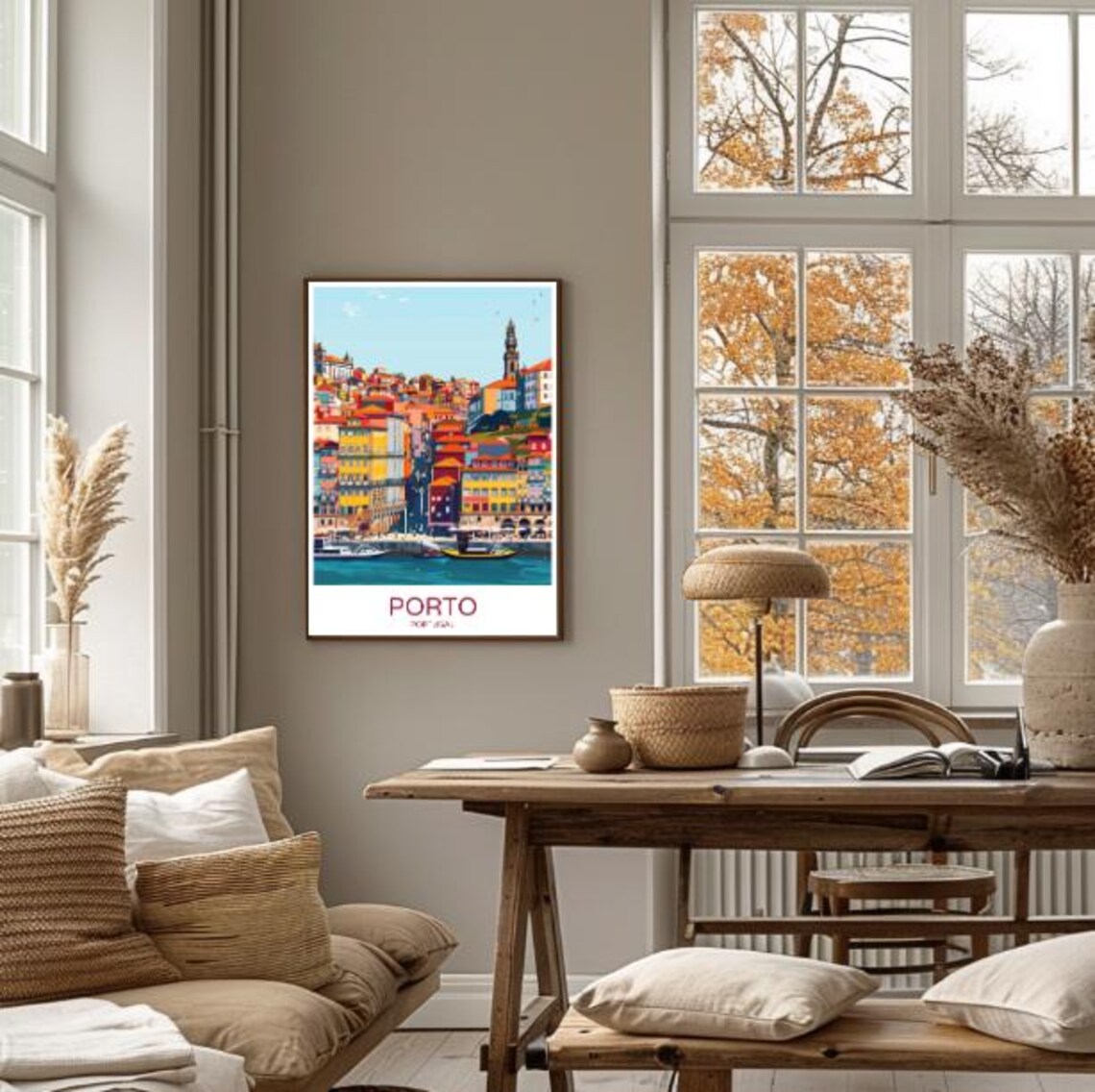 Porto Portugal Colorful Douro Riverside Cityscape Travel Poster - Image 4