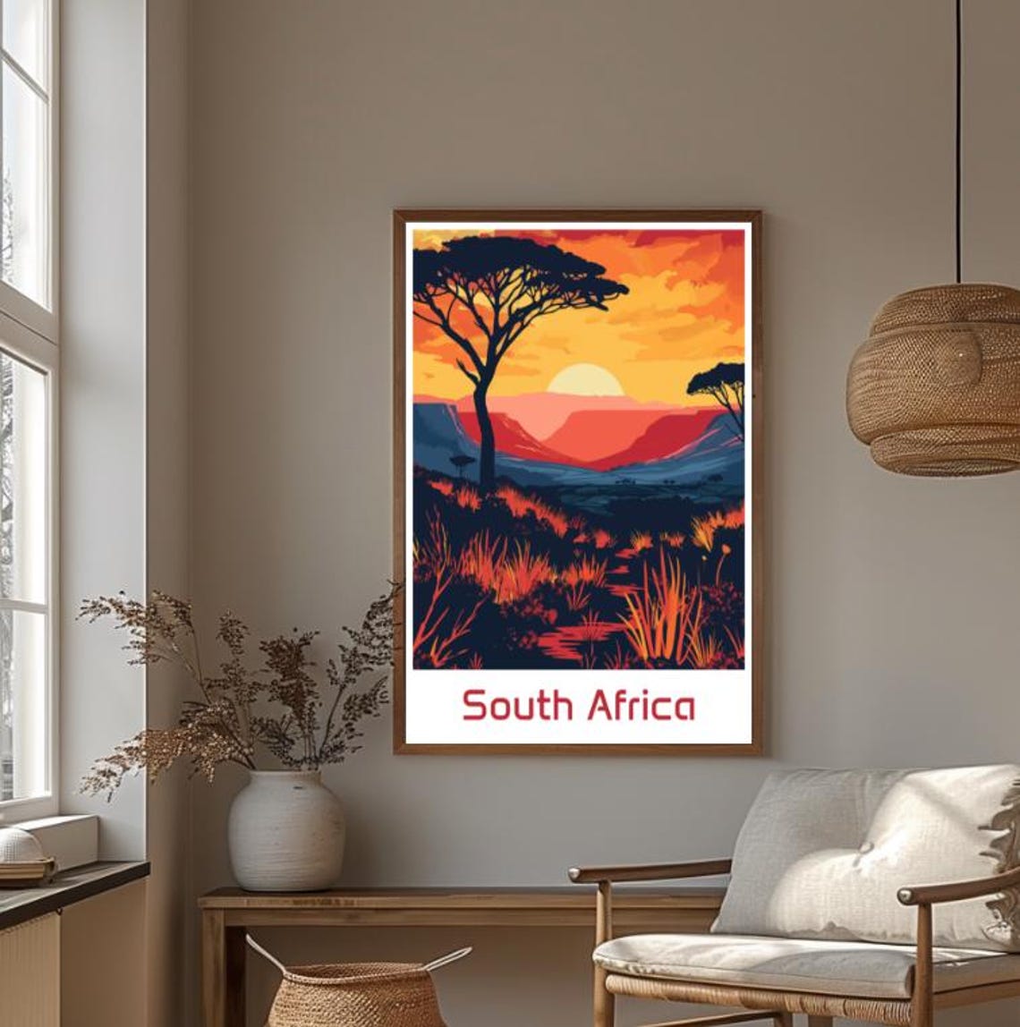 South Africa Travel Poster Scenic Safari Landscape Wall Art Wildlife Nature Print South Africa Decor For Home - Image 4