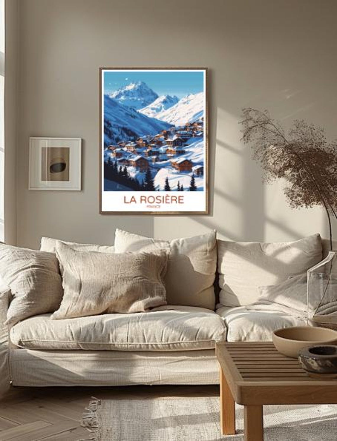 La Rosire Travel Poster French Alps Ski Resort Wall Art Snowy Mountain Print Winter Decor French Travel Artwork Gift For Skiers - Image 2