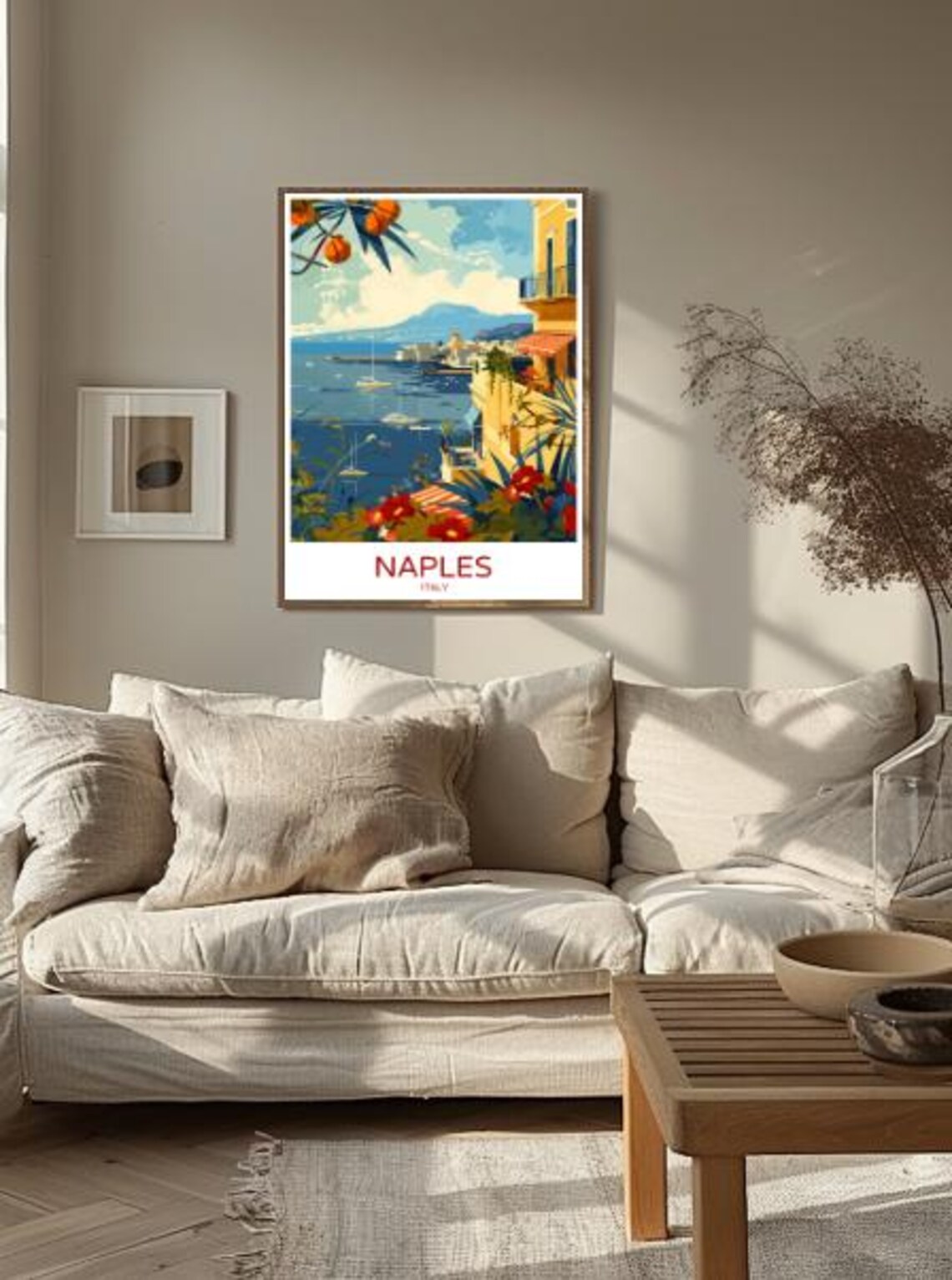 Naples Italy Travel Poster Bay View With Vesuvius And Sailboats - Image 3