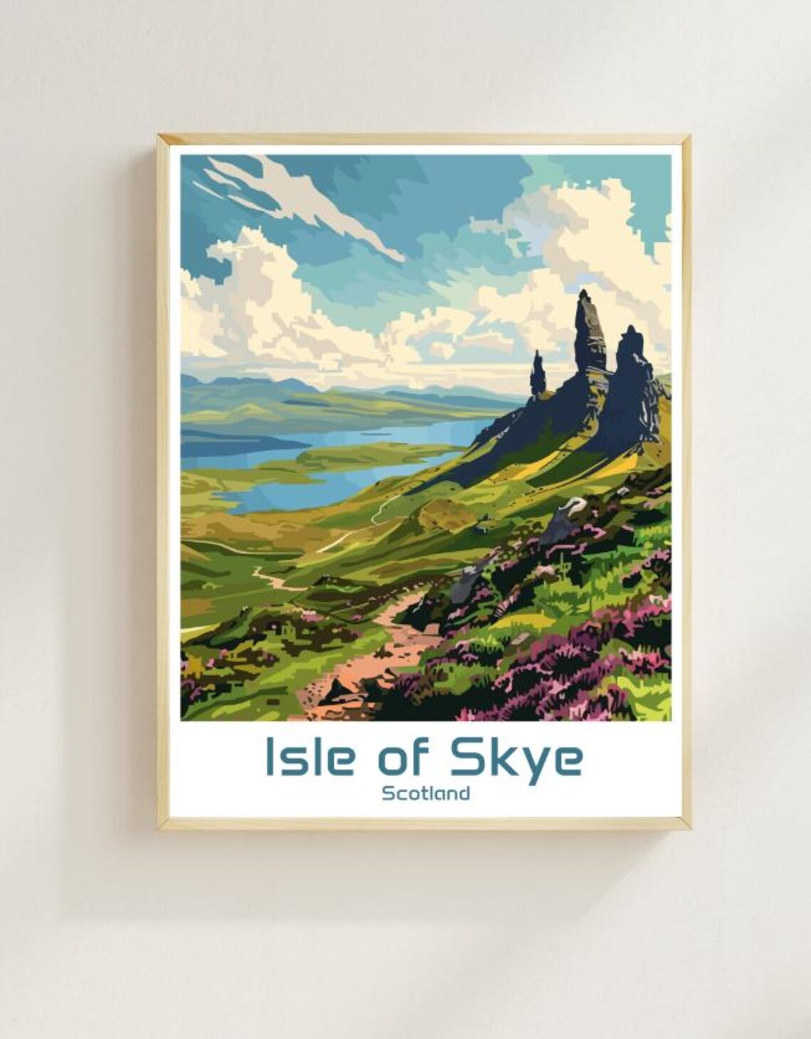 Isle of Skye Old Man of Storr Loch and Heather Scotland Travel Poster