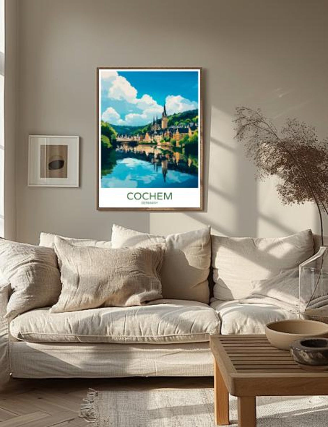 Cochem Germany Travel Poster Riverside Town And Castle Reflection View - Image 2