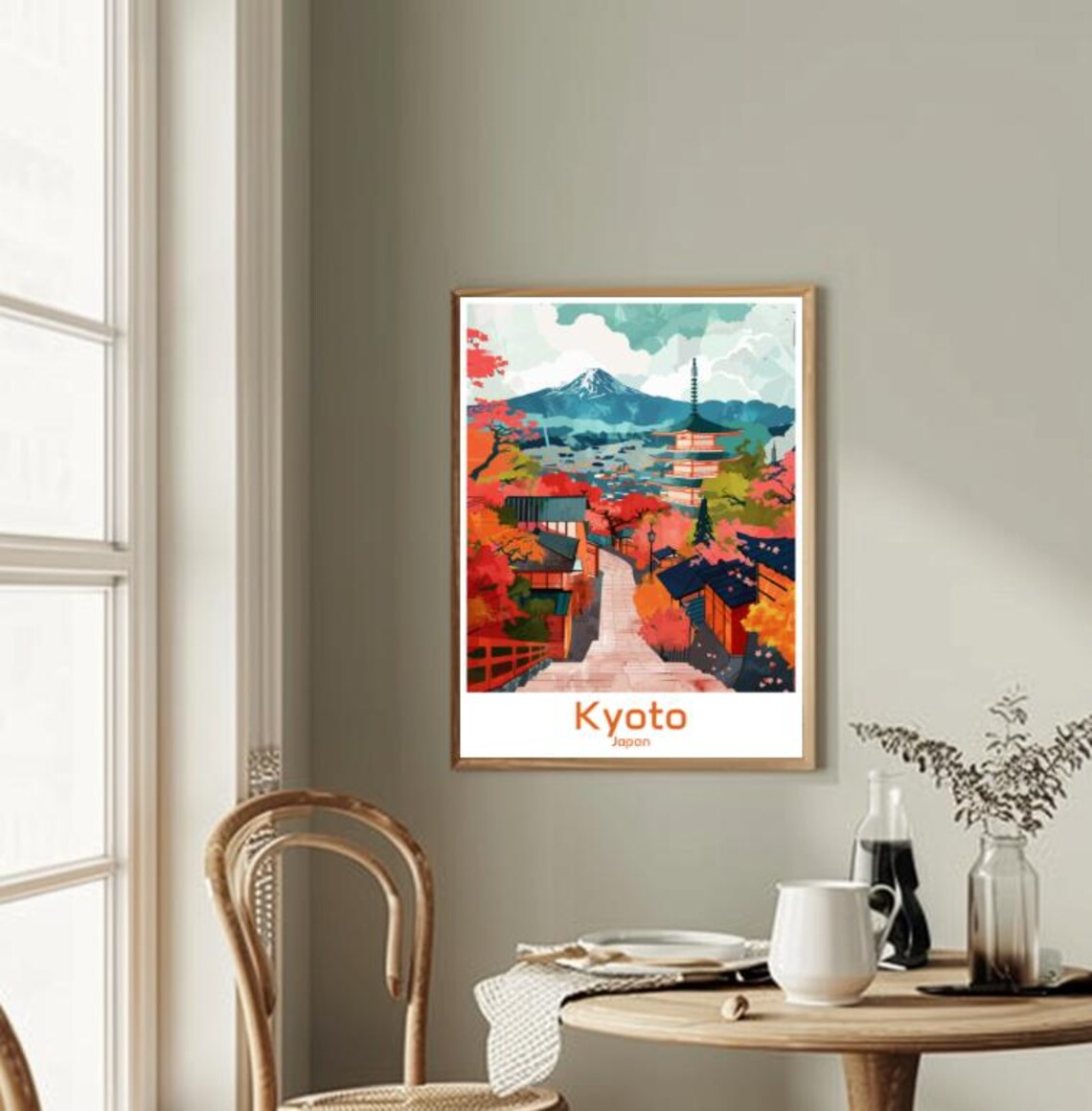 Kyoto Japan Autumn Pagoda Maple Trees Fall Vintage Travel Poster - Image 2