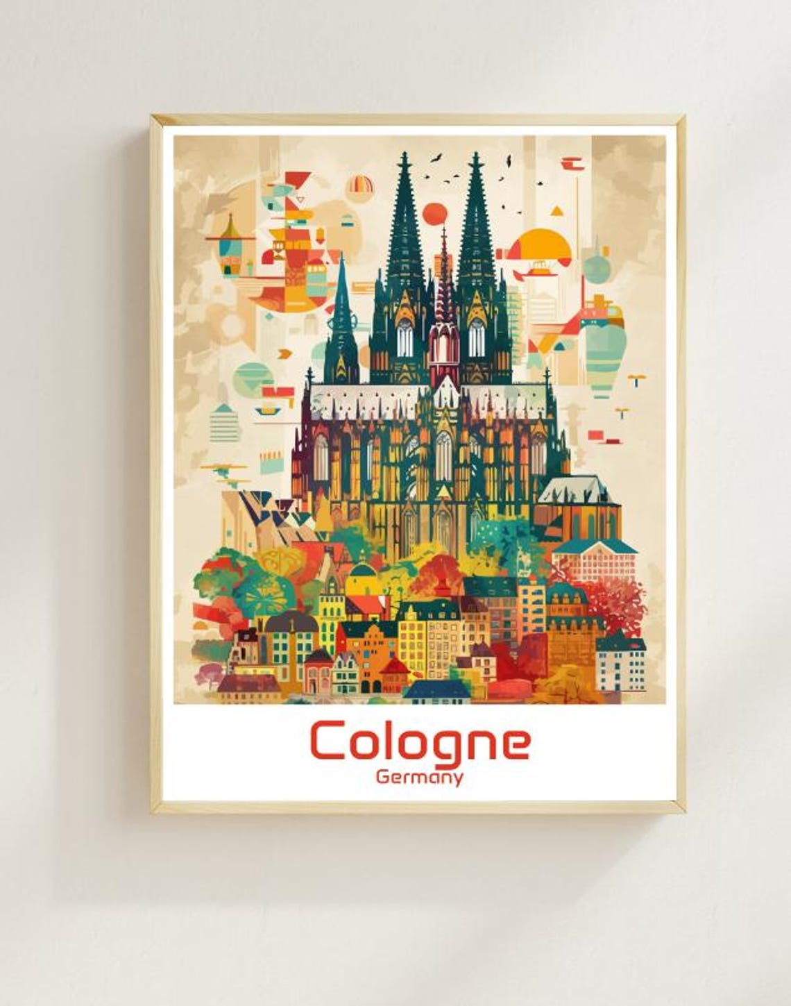 Cologne Germany Cathedral Geometric Collage Cityscape Poster