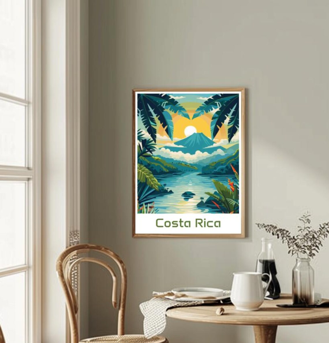 Costa Rica Volcano Rising Over Jungle River At Golden Sunrise Poster - Image 2