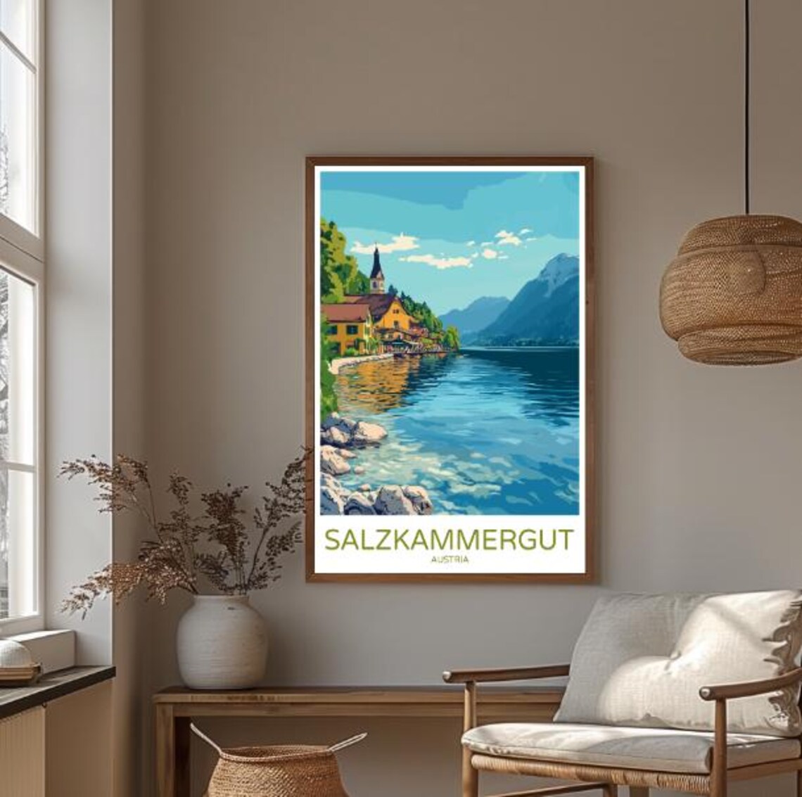 Salzkammergut Austria Scenic Alpine Lake Village Travel Poster - Image 3