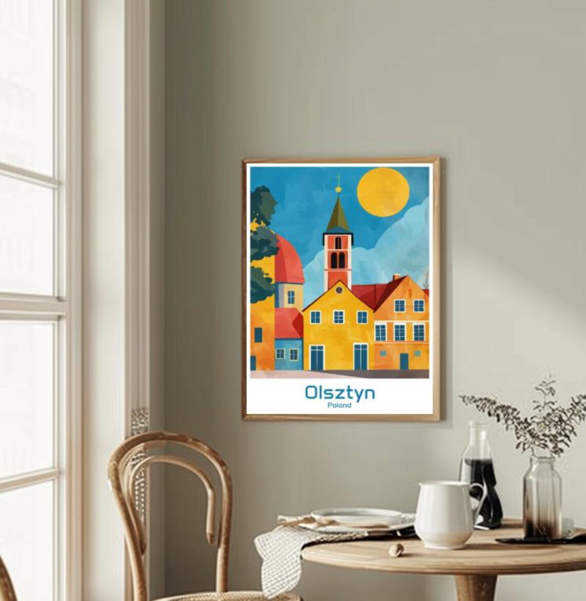 Olsztyn Poland Old Town Church Colorful Buildings Travel Poster - Image 2