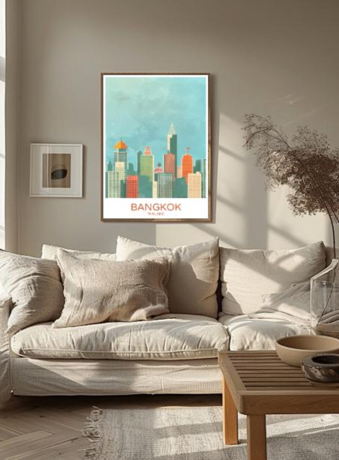 Bangkok Thailand Colourful Pastel Skyline Travel Souvenir Poster - Image 2