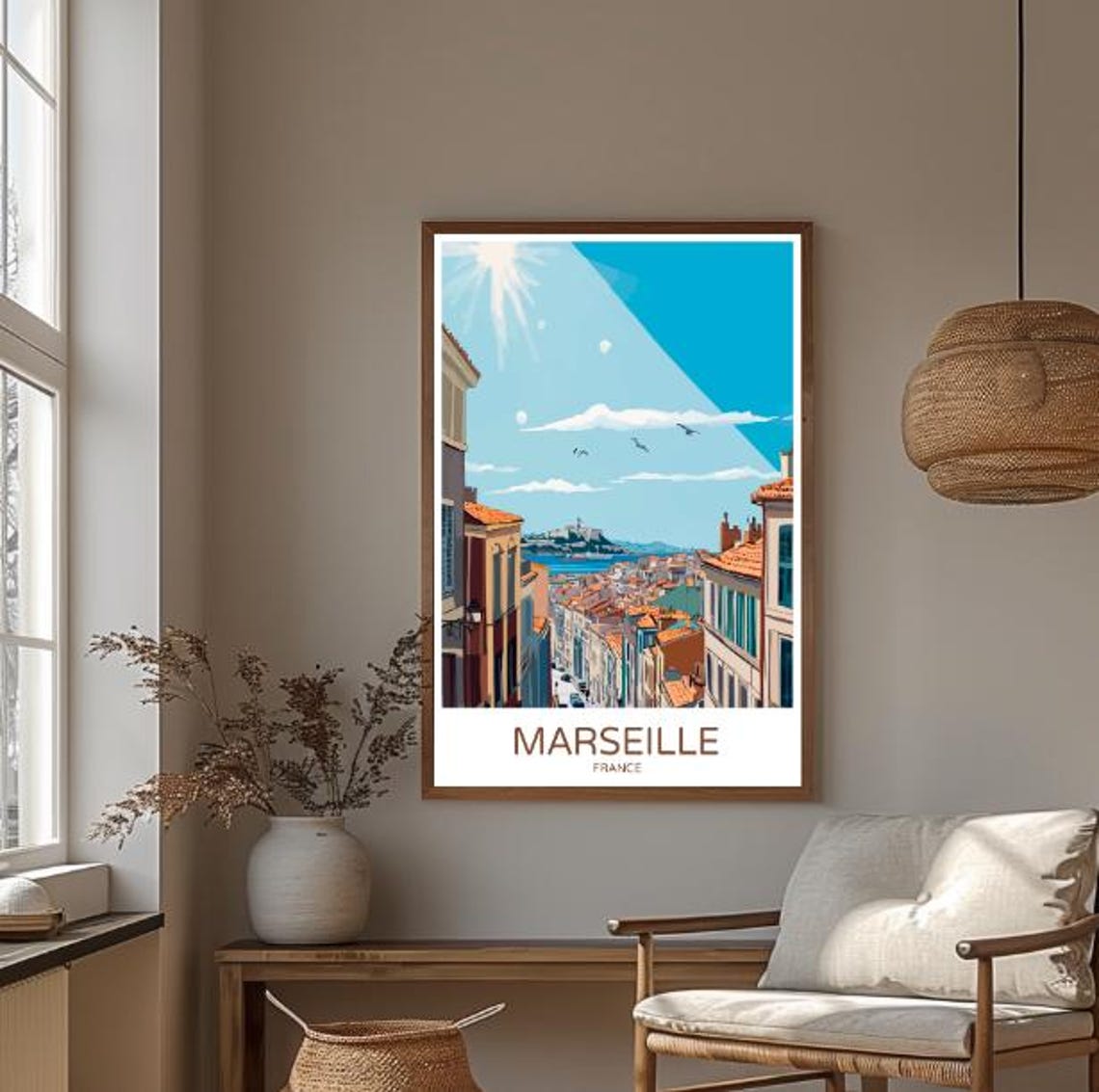 Marseille France Travel Poster Scenic Mediterranean Coastline Wall Art French Riviera Print Cityscape Decor Travel Gift - Image 3