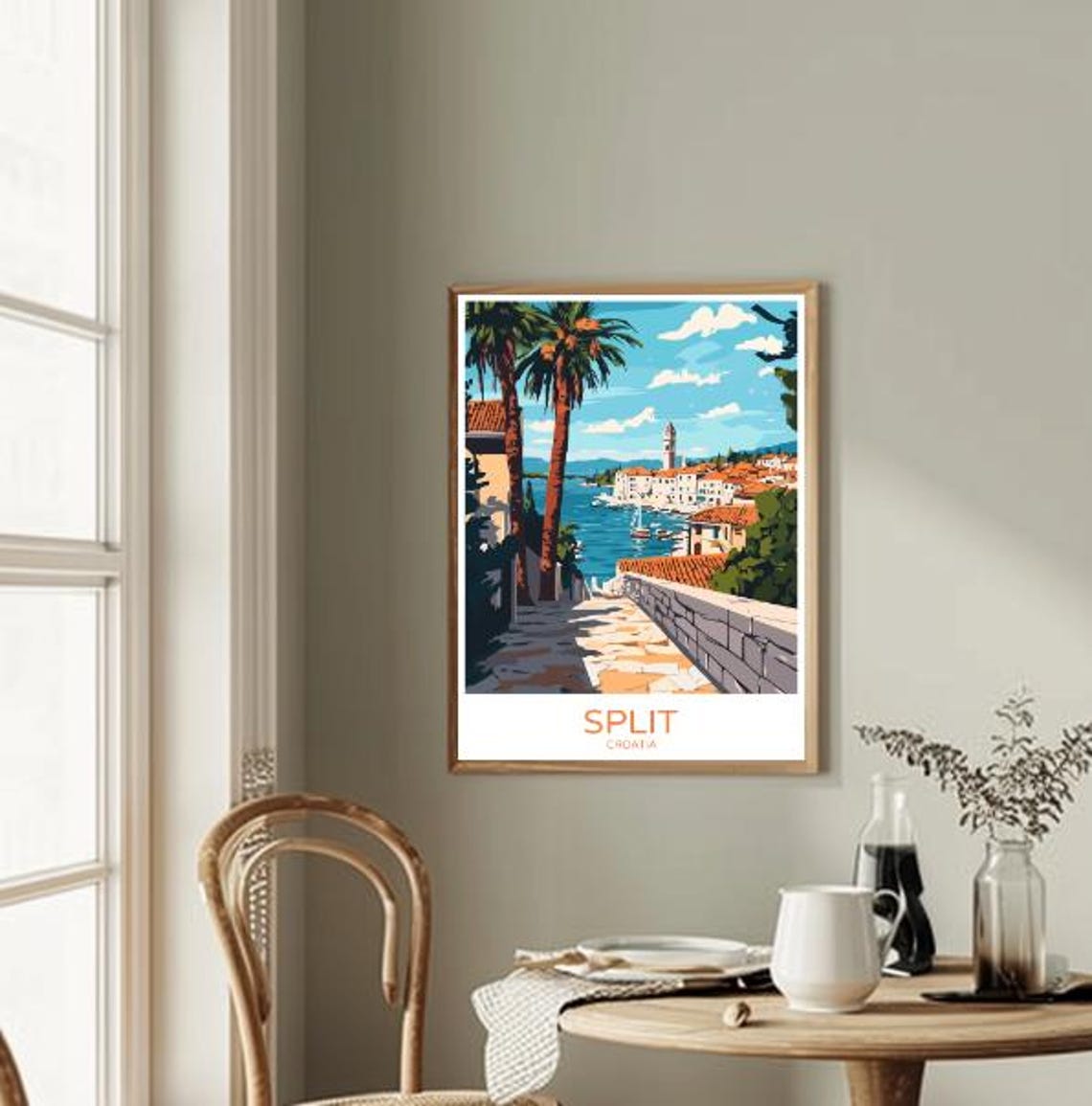 Split Croatia Waterfront Harbor Poster With Palm Trees Old Town View - Image 3