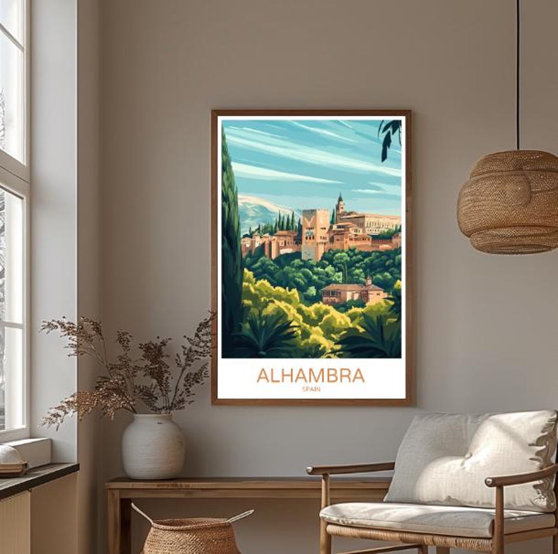 Alhambra Spain Moorish Palace Hilltop Gardens Granada View Poster - Image 3