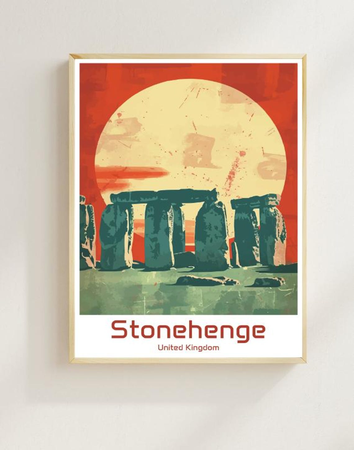 Stonehenge UK Sunset Silhouette Ancient Stones Circle Poster