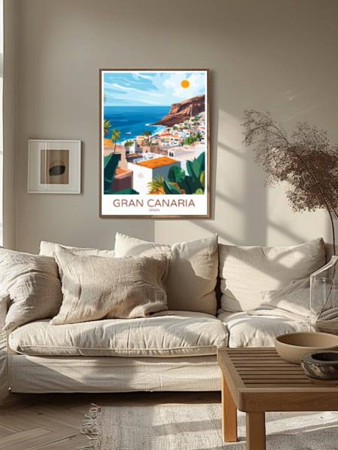 Gran Canaria Spain Cliffside Village Ocean Sun Canary Islands Poster - Image 2