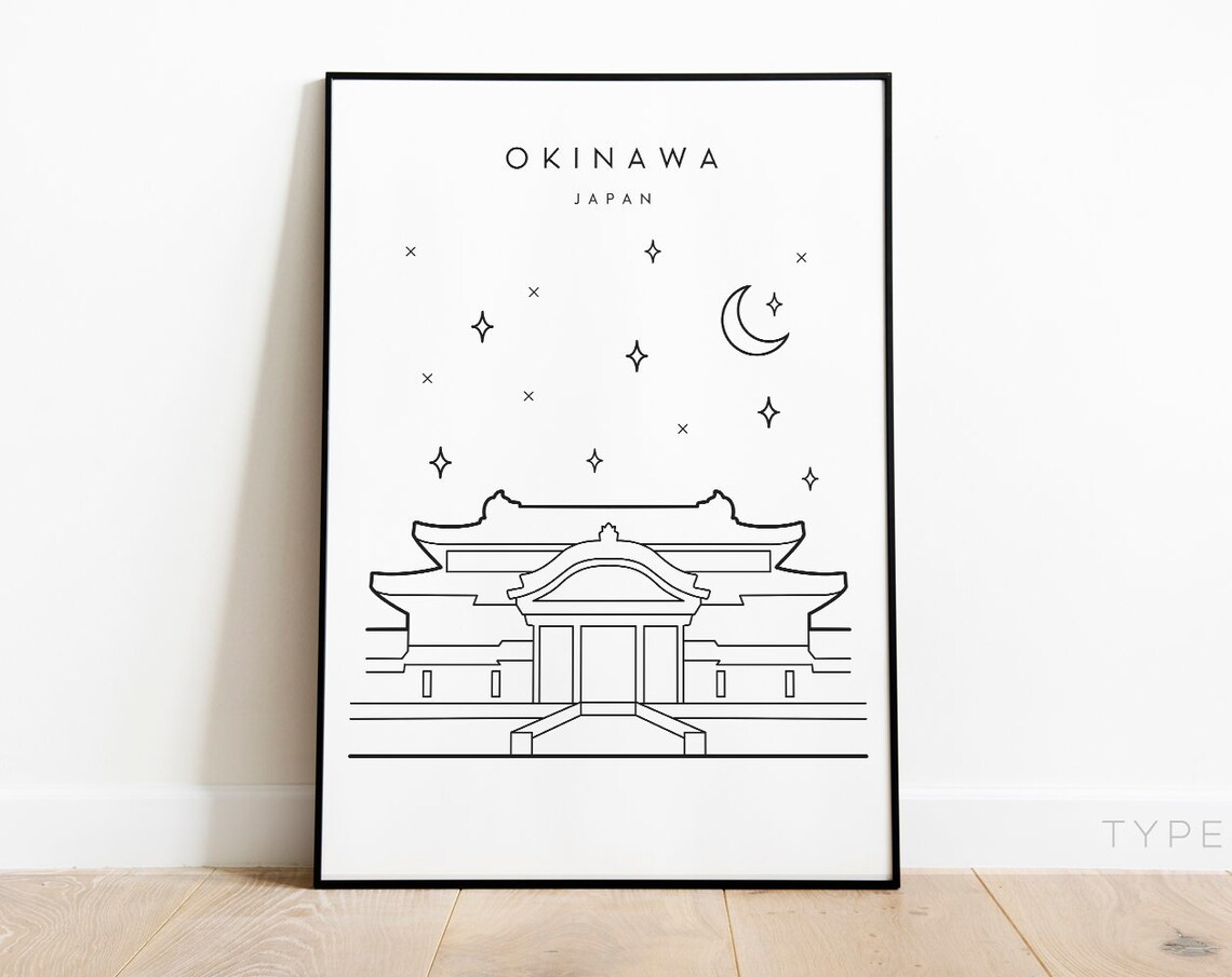 Okinawa Japan Minimalist Travel Poster, Landmark