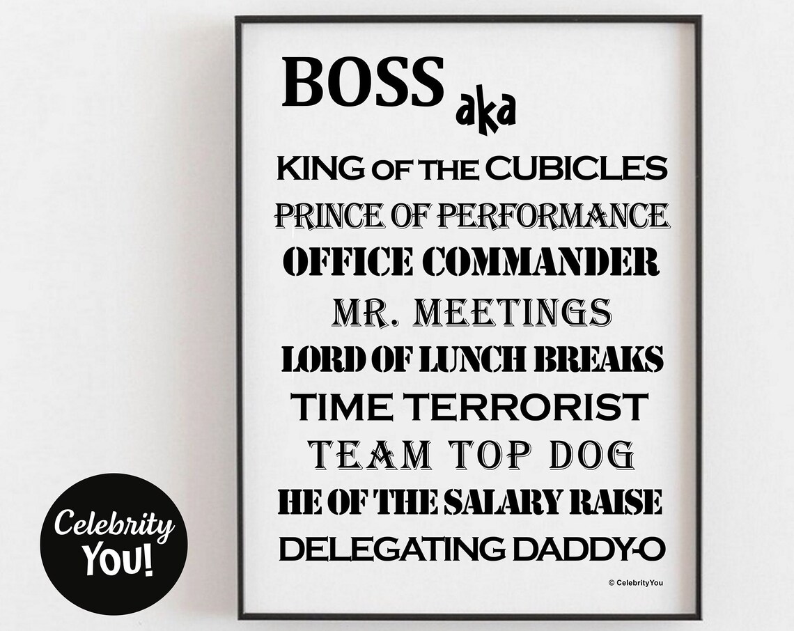 Boss AKA King Of The Cubicles Funny Nicknames Office Poster Gift