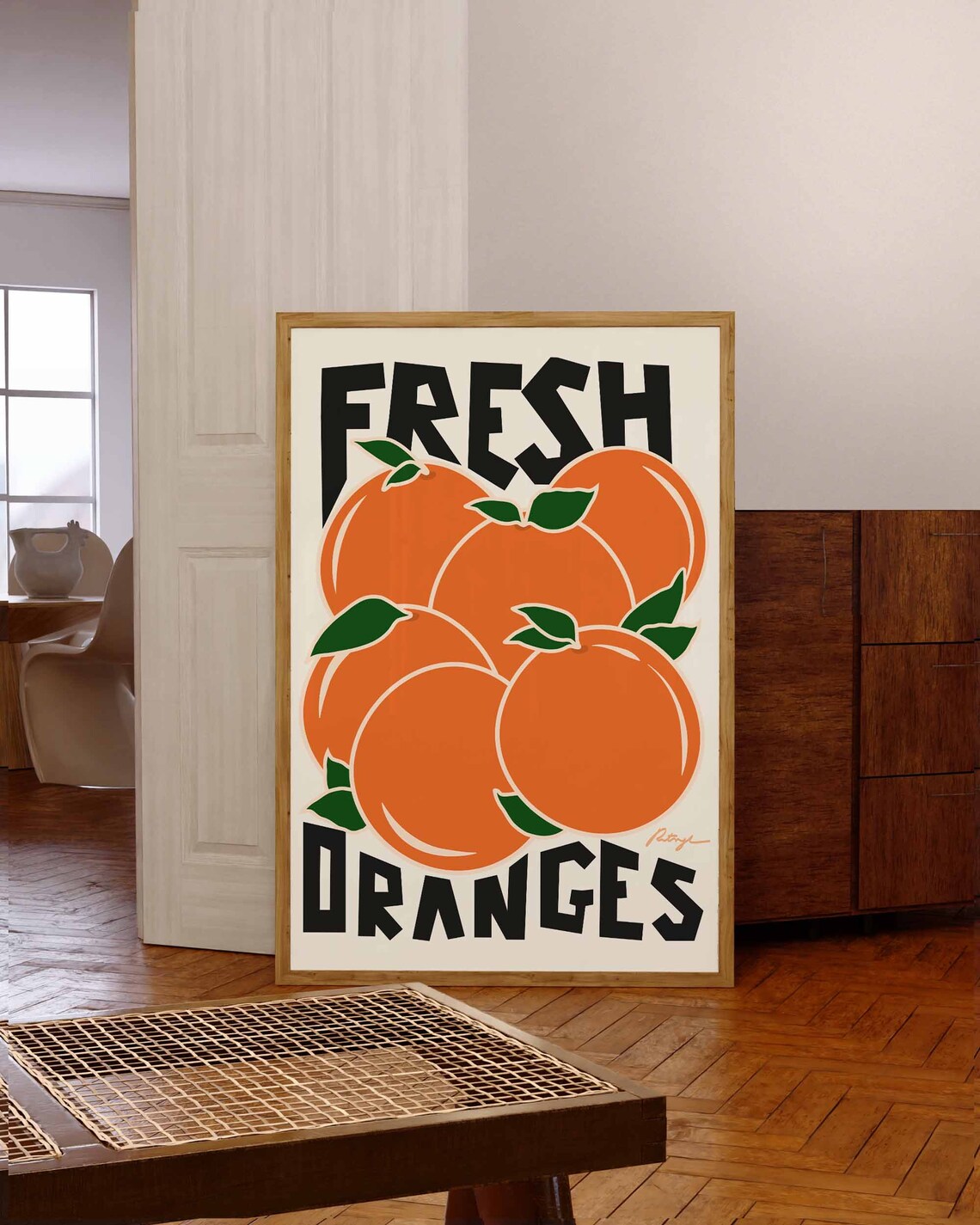 Vintage Oranges Poster, Italian Kitchen Bar Cart Art Print