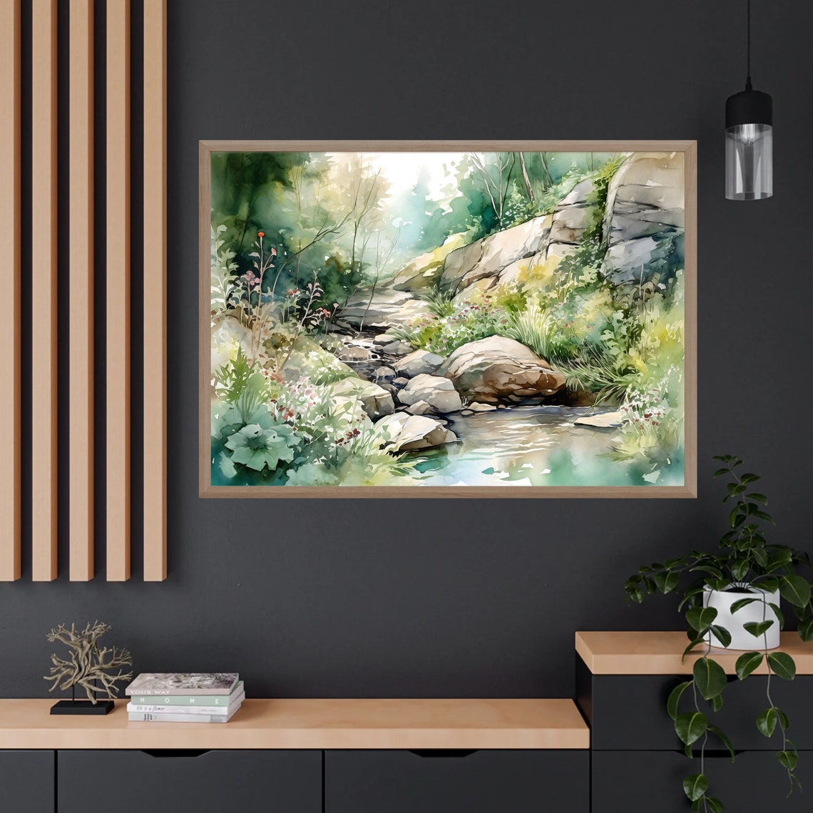 Forest Pond Landscape Watercolor Painting Art Print - Image 4