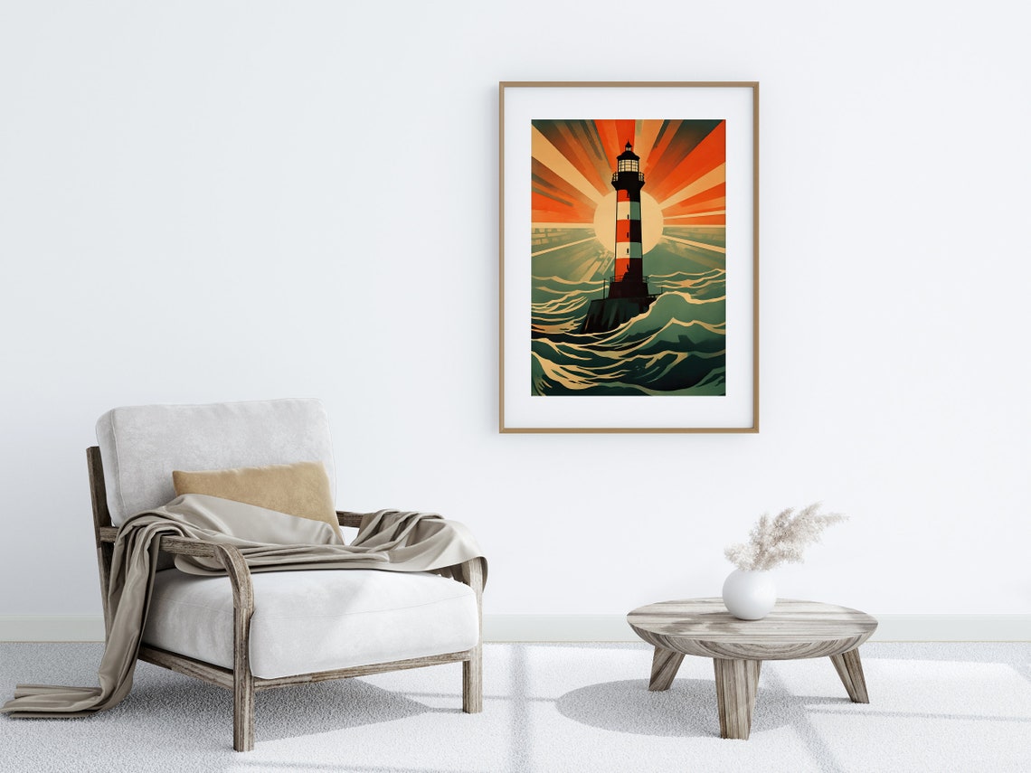 Lighthouse Vintage Poster Wall Art A Nostalgic Print Experience Vintage Print Vibrant Decor - Image 2