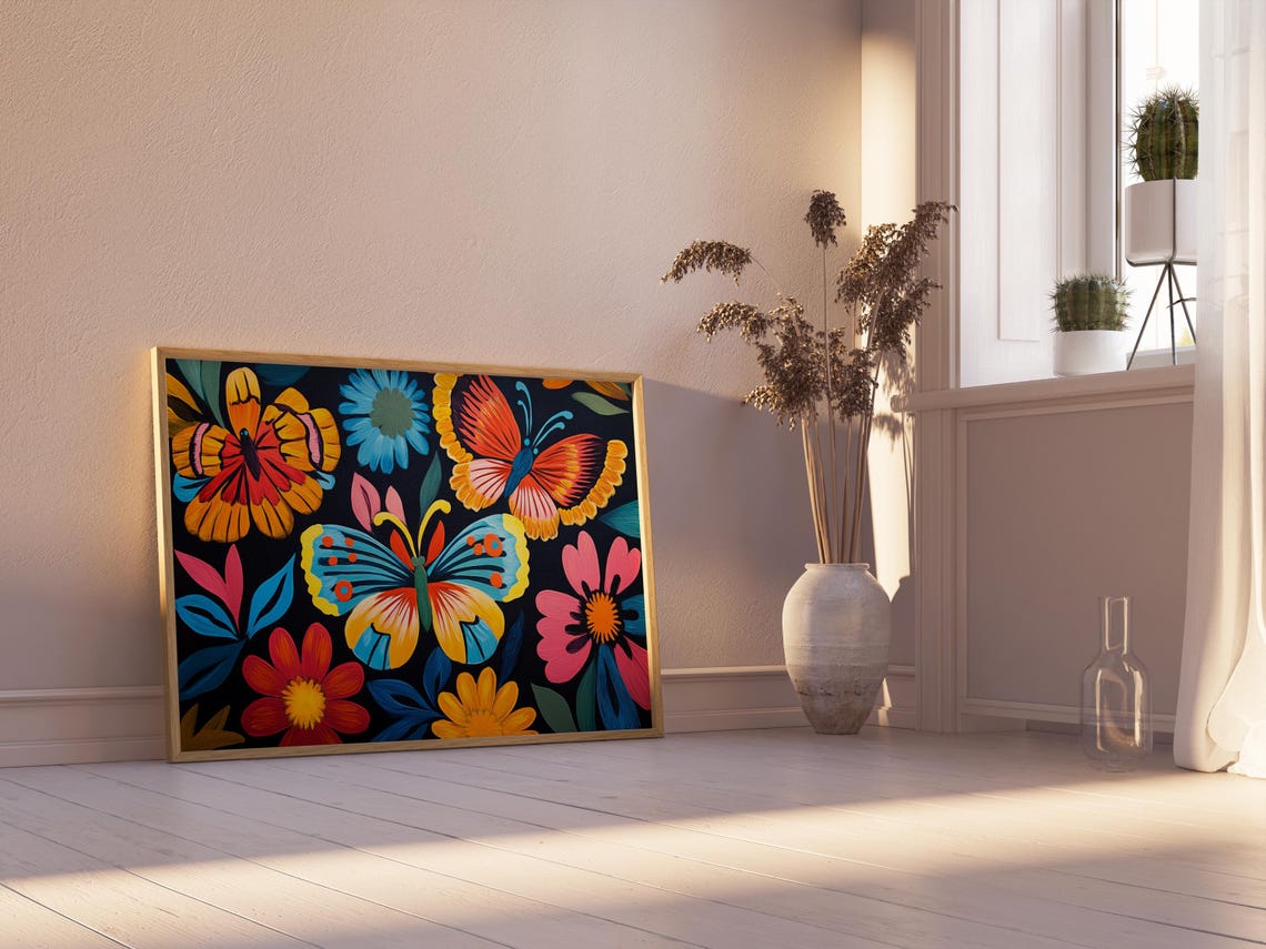 Print Butterfly Portrait Painting Mexican Wall Art New Listing 23 - Image 2