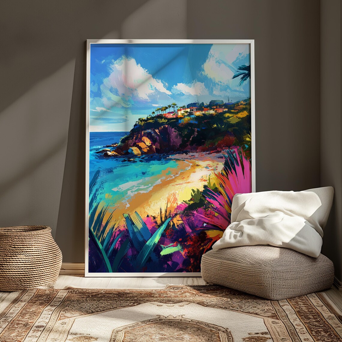 Coastal Cliff Village Turquoise Cove Beach Vibrant Seaside Travel Poster - Image 4