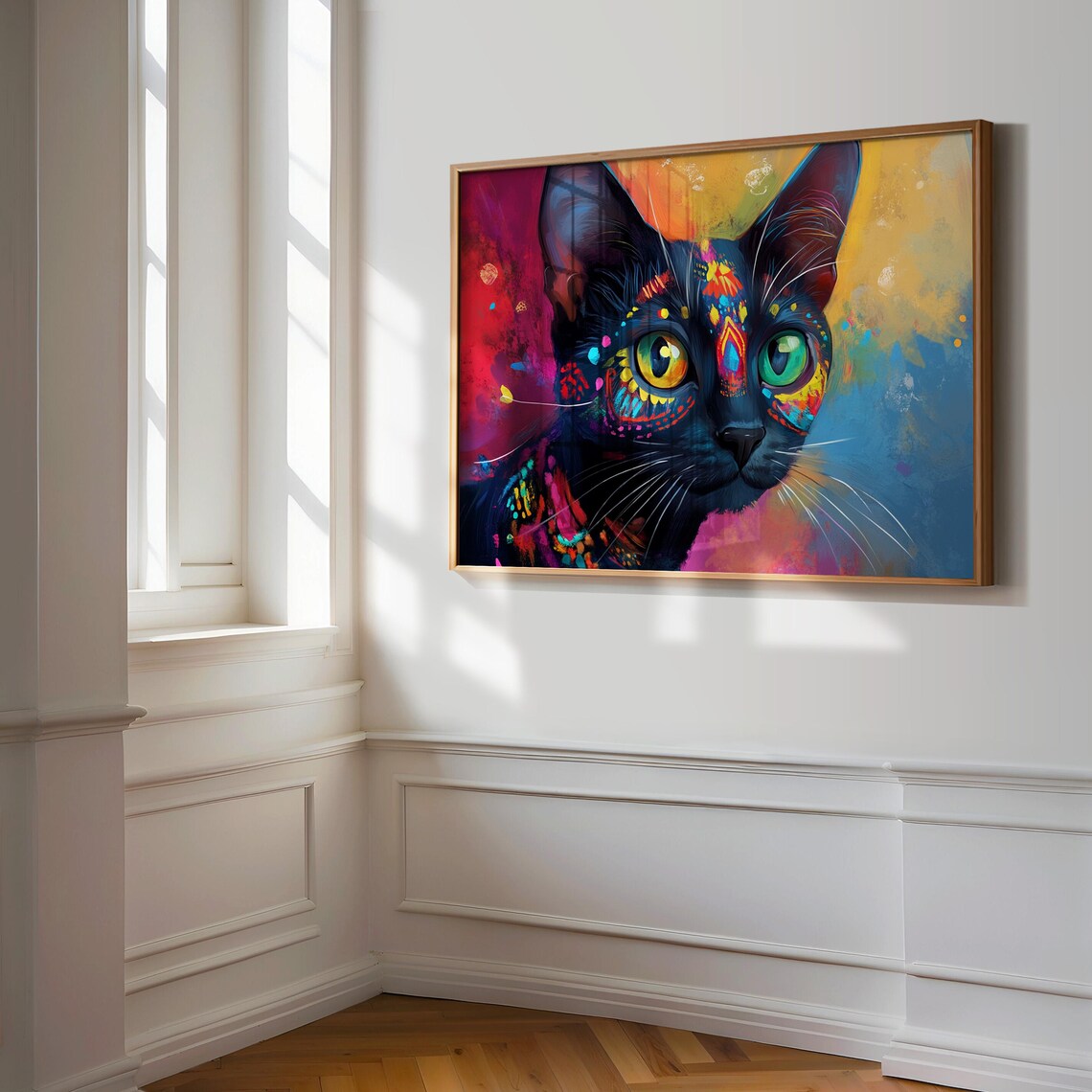 Cat Portrait Painting, Mexican Wall Art - Image 3