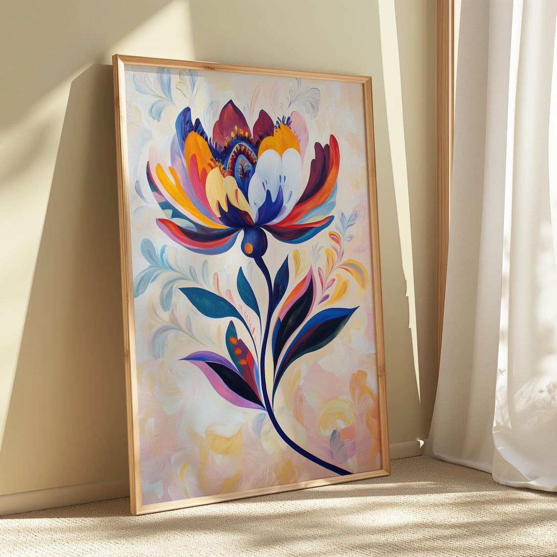 Pastel Fantasy Bloom Soft Cream Background Airy Floral Art Poster - Image 5
