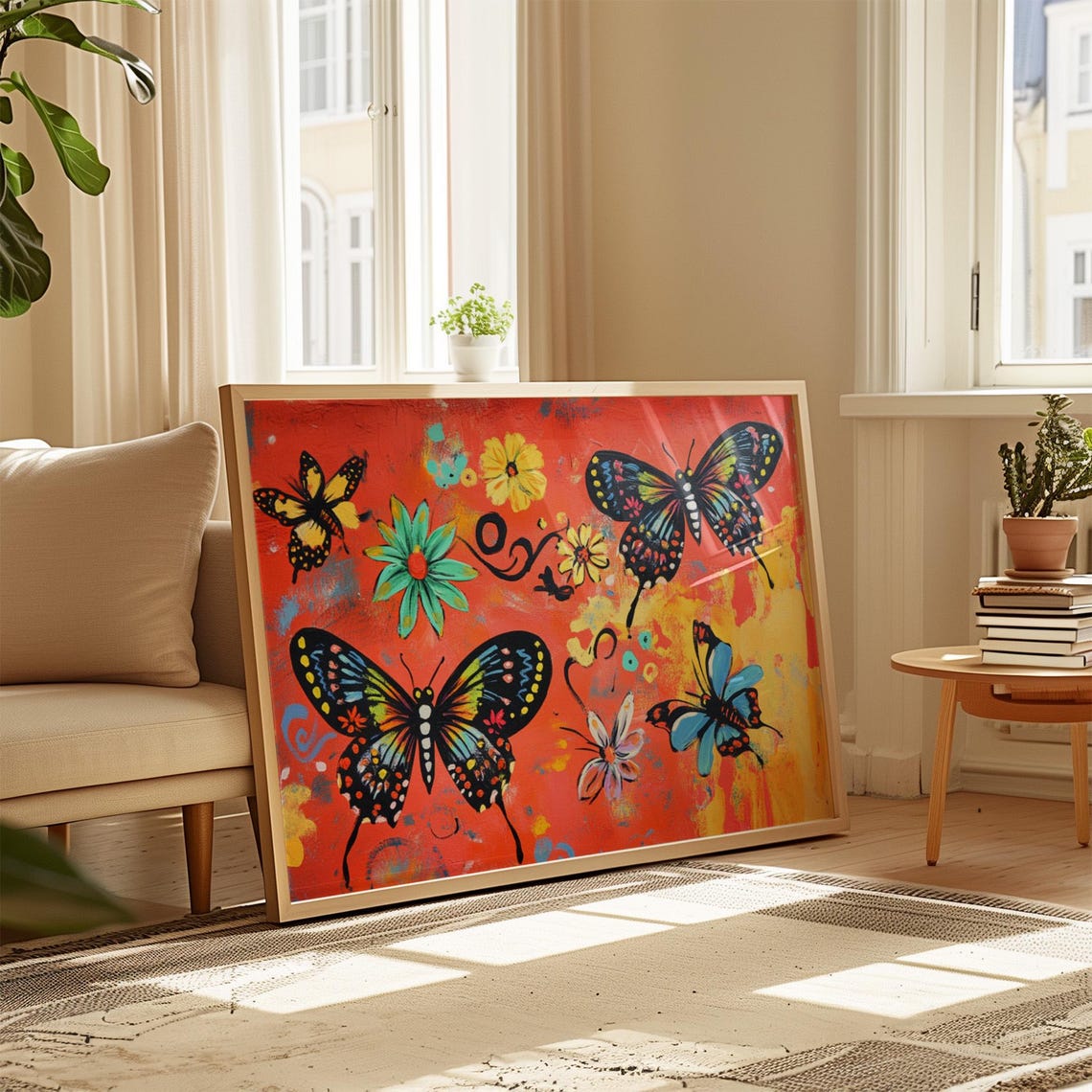 Print Butterfly Portrait Painting Mexican Wall Art New Listing 22 - Image 4