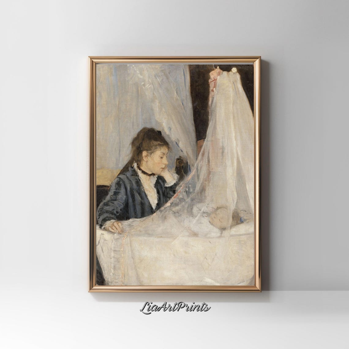 Tender Mother And Child Scene Impressionist Maternal Artwork Vintage Nursery Decor Art - Image 2