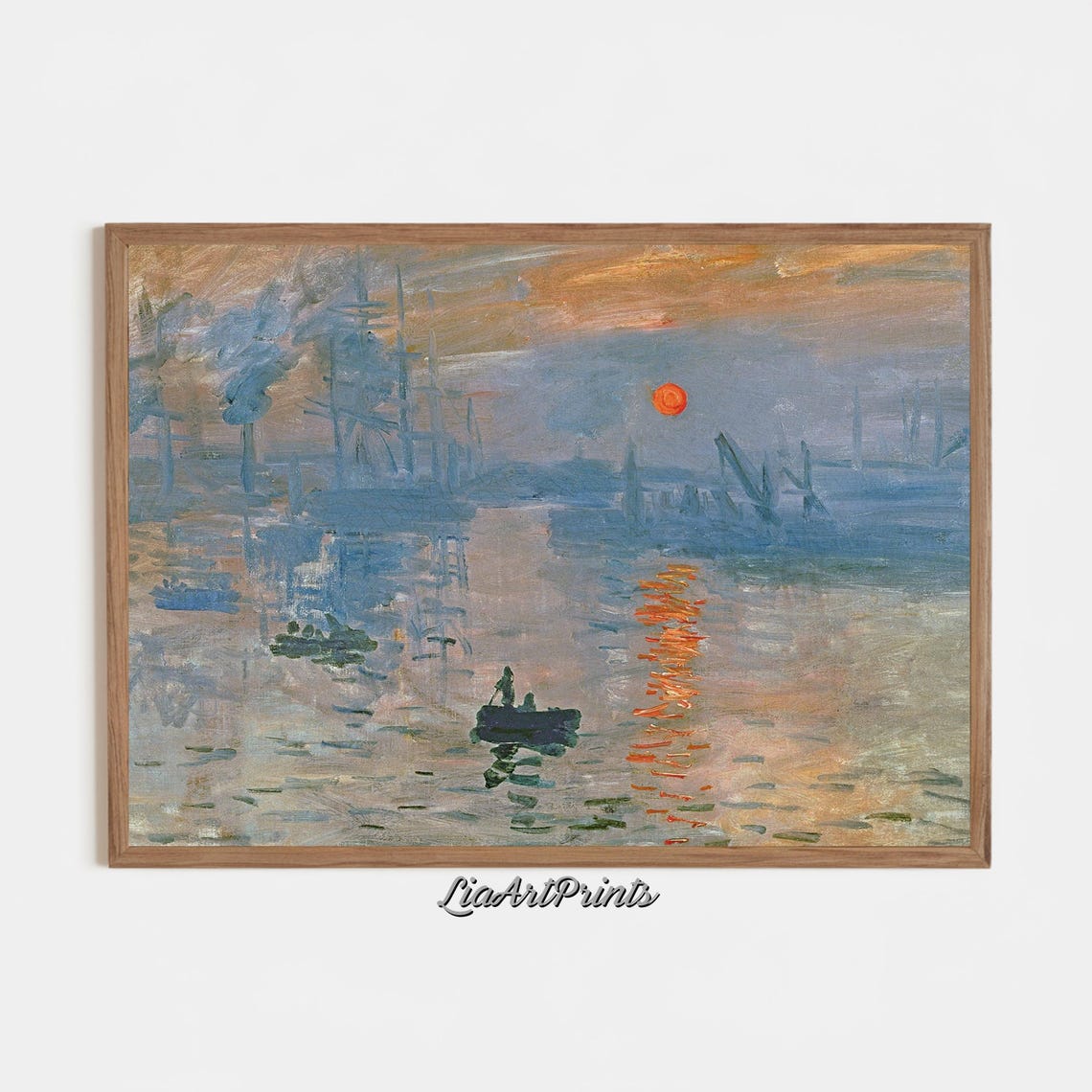 Monet Inspired Sunrise Over Harbor Impressionist Art Print Tranquil Seascape Decor Atmospheric Wall Art - Image 3