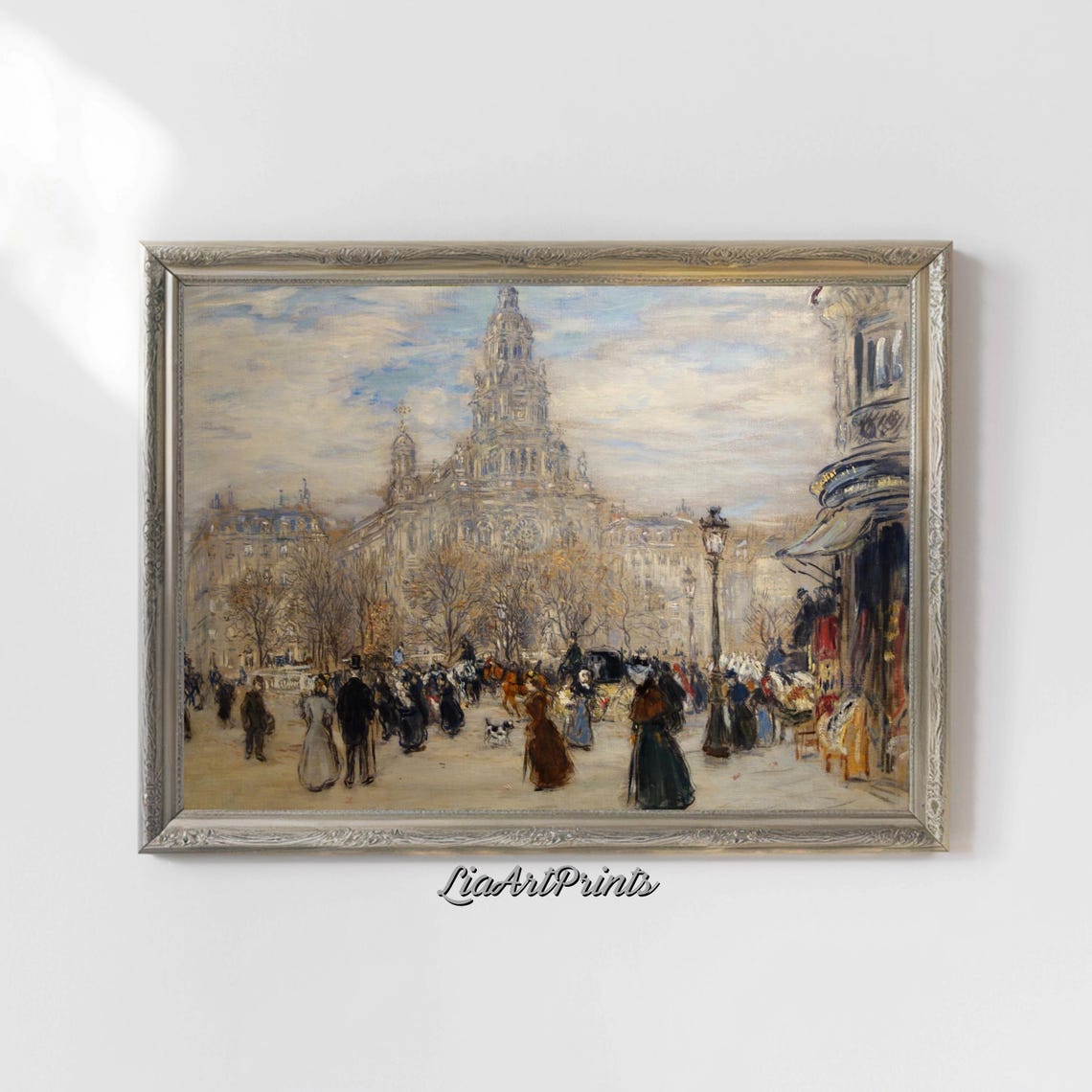 Impressionist Paris Street Sacre Coeur Crowd Bustling Scene Poster - Image 4