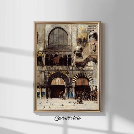 Antique Rustic Muted Landscape Painting Vintage Neutral Wall Art Antique Landscape Art Wall Art