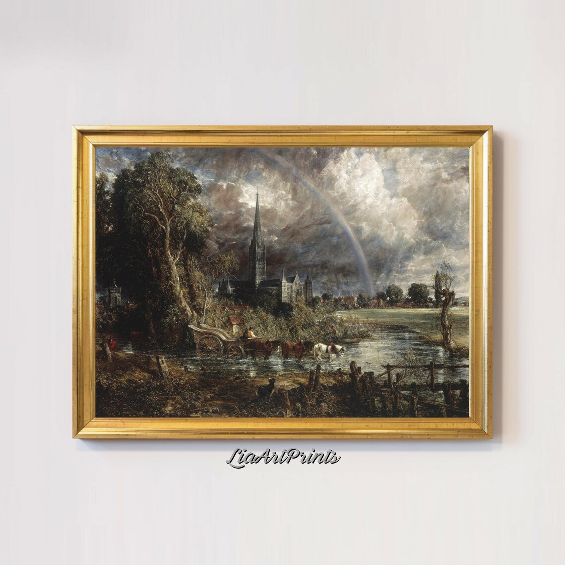 Rustic Landscape Artwork, Vintage Countryside Scene - Image 2