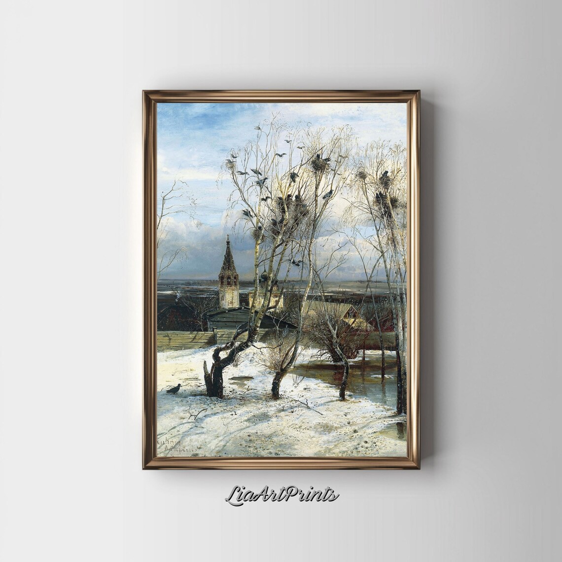 The Rooks Have Returned Alexei Savrasov Snowy Russian Spring Landscape Poster - Image 2
