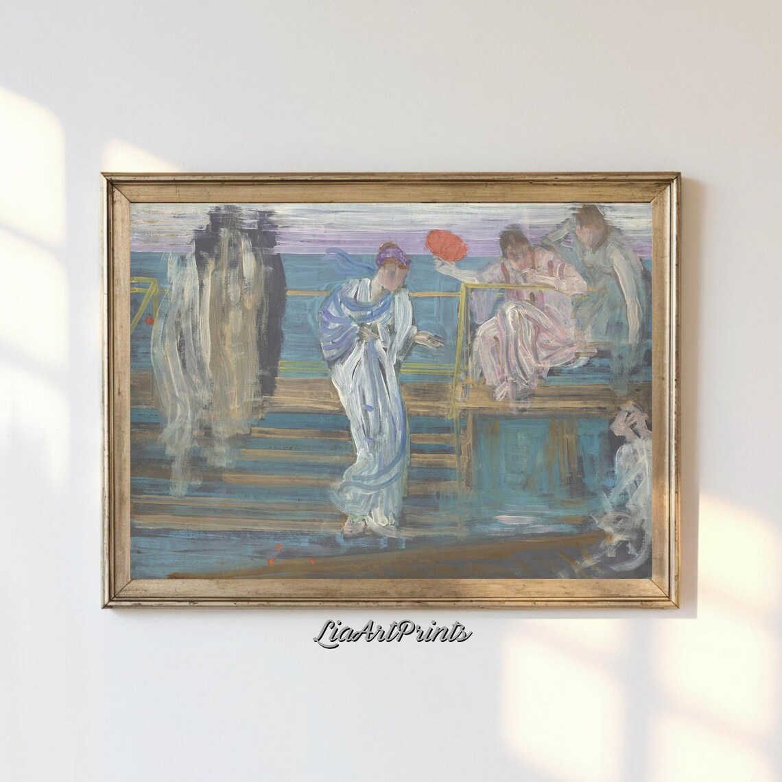 Dreamy Impressionist Scene, Ethereal Figures Art Print