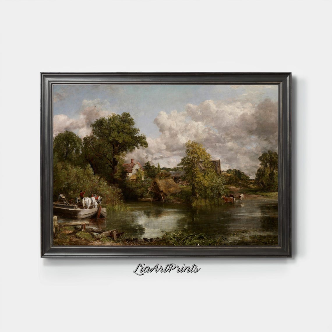 Charming Riverside Landscape Wall Art Serene Country Scene With Boats Artwork For Rustic And Classic Decor - Image 2