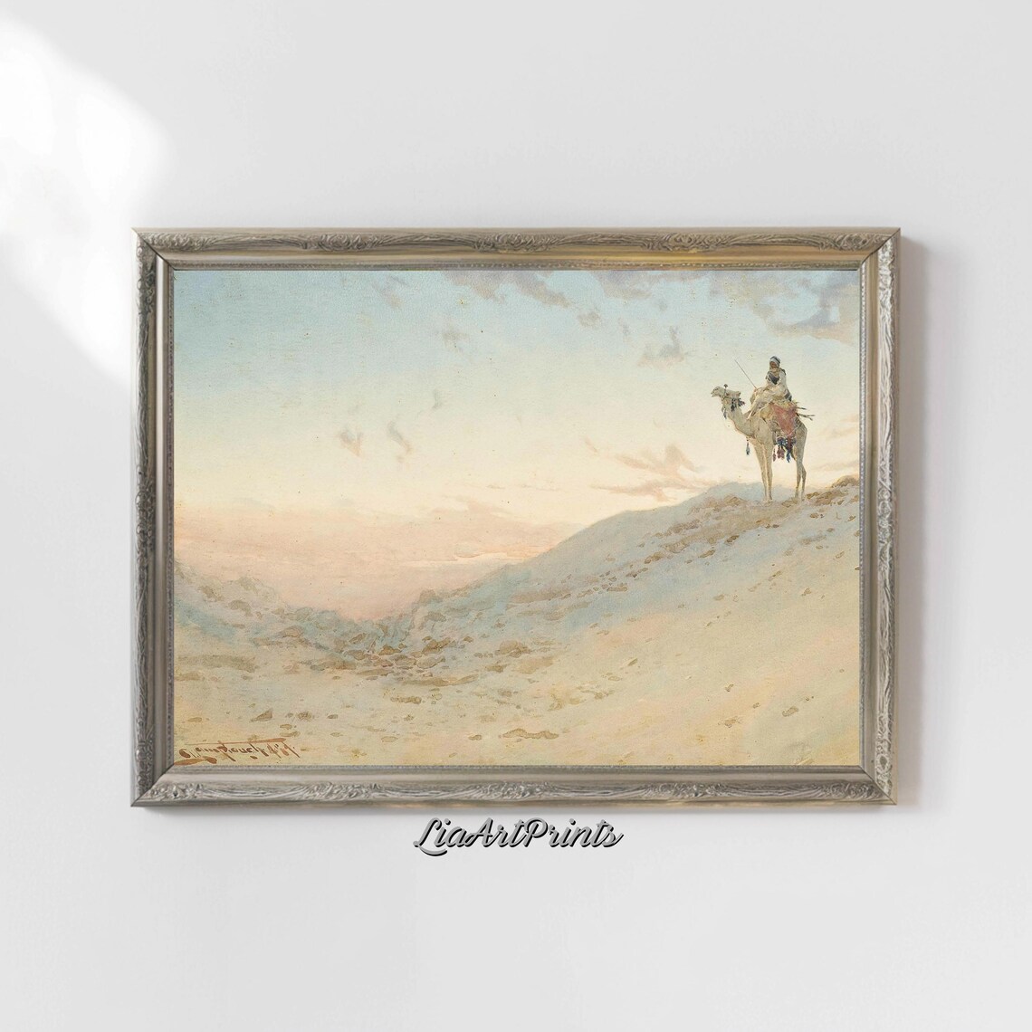 Desert Wanderer, Minimalist Camel And Rider Art - Image 4