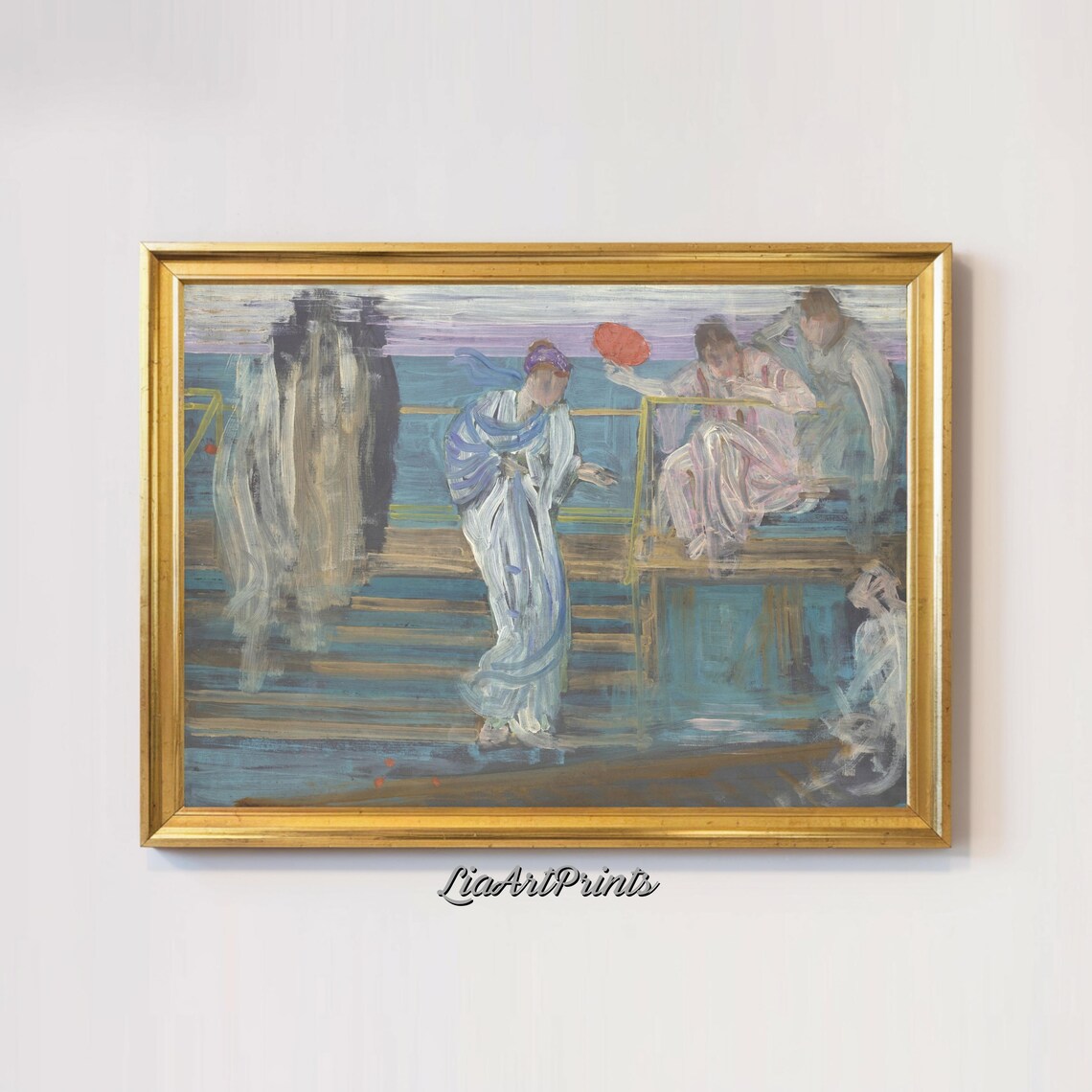 Dreamy Impressionist Scene, Ethereal Figures Art Print - Image 3