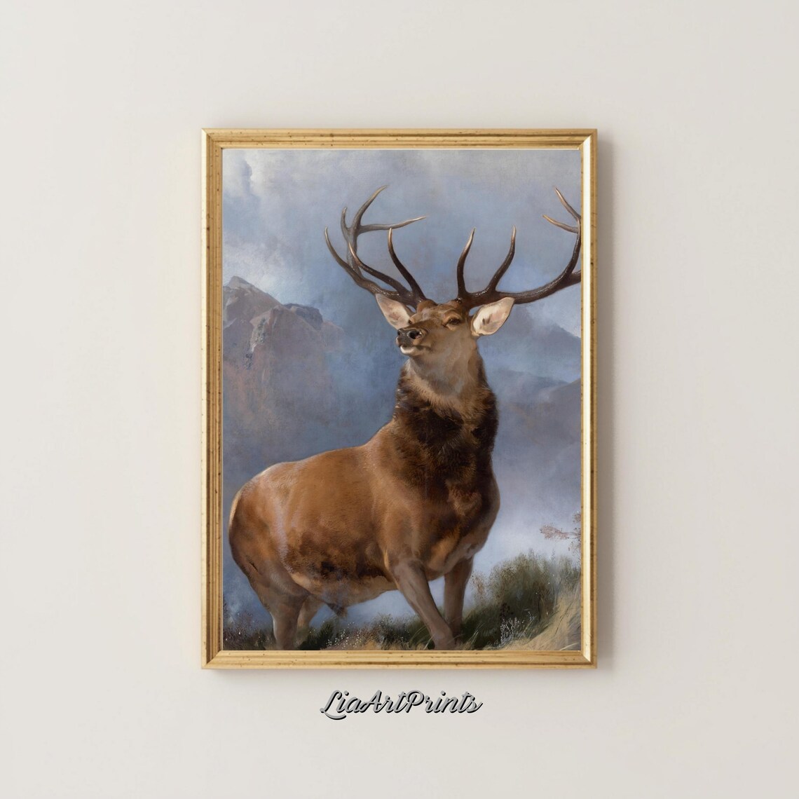 Landseer Monarch Of The Glen Stag Misty Scottish Highlands Wildlife Poster - Image 5