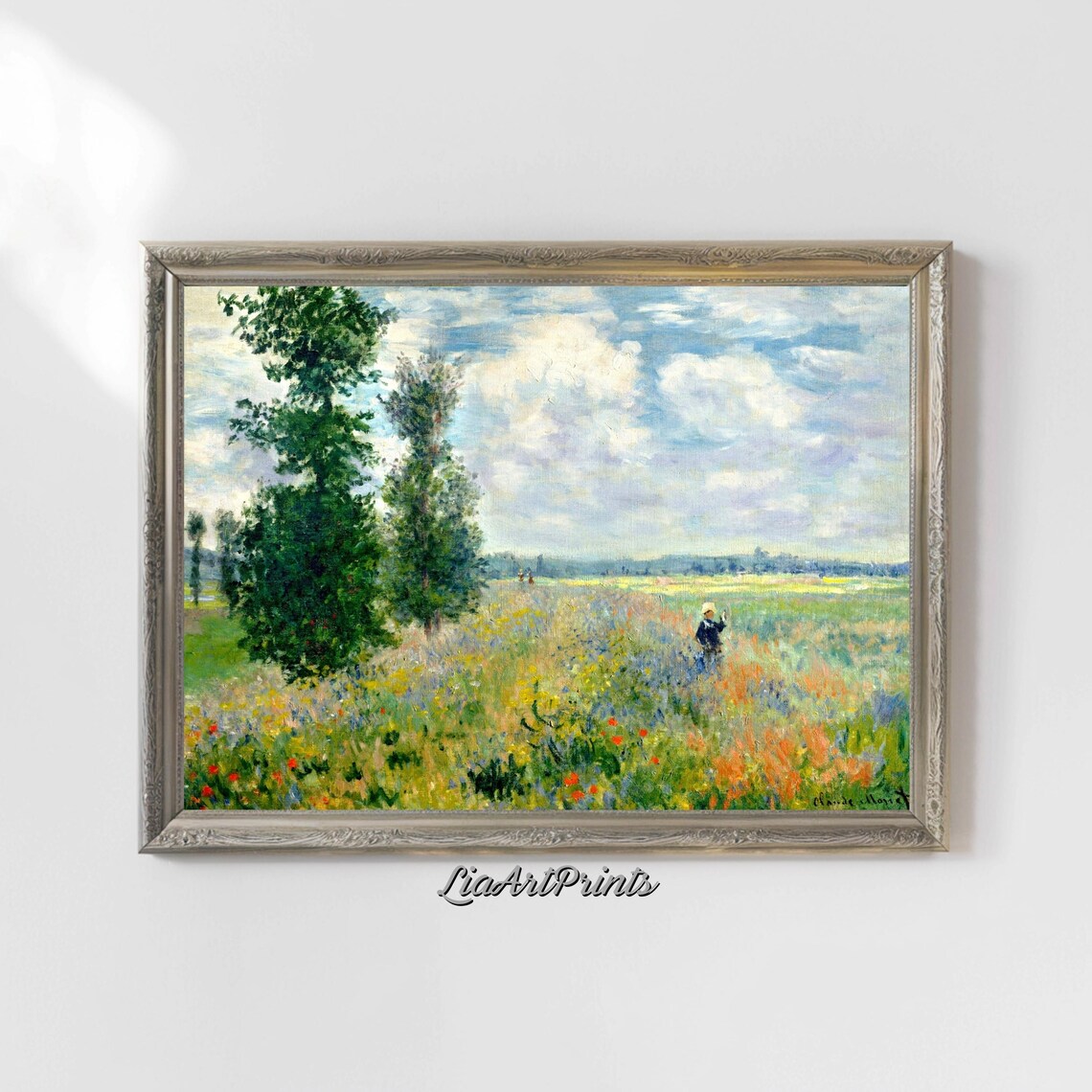 Tranquil Wildflower Meadow, Monet-Inspired Landscape Art - Image 5