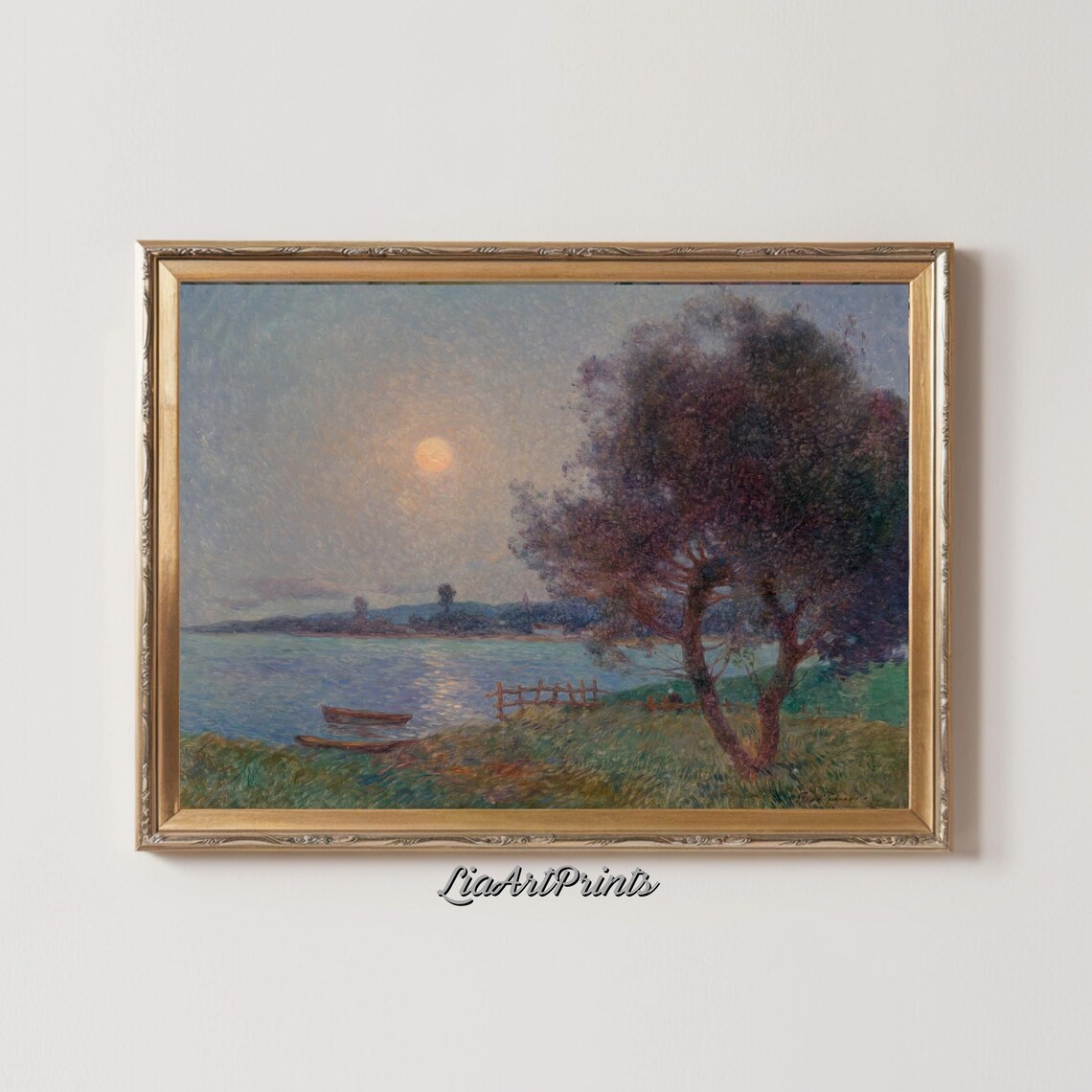 Tranquil Moonlit Landscape, Serene Evening Art Print - Image 2