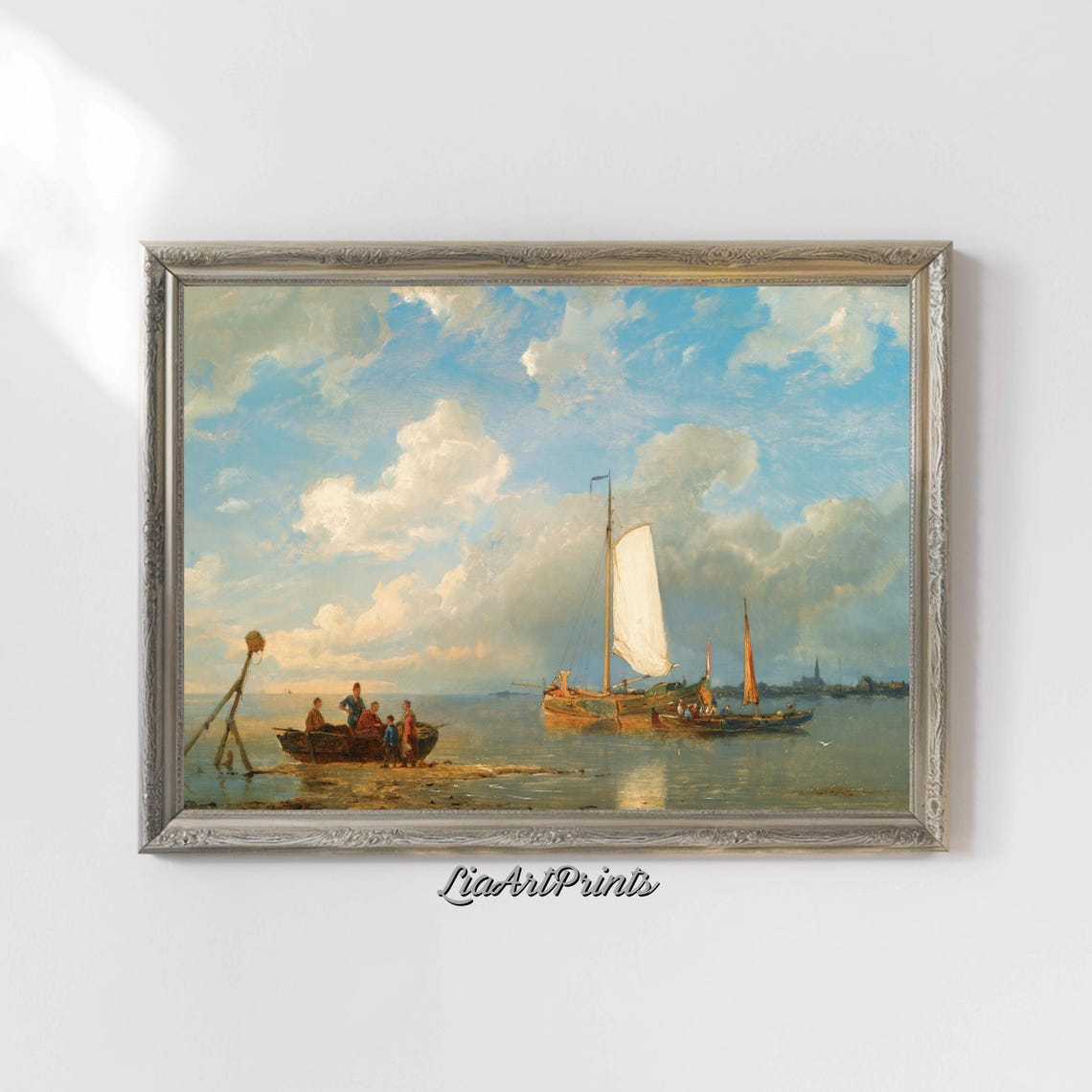 Dutch Fishing Boats on the Shore under Dramatic Clouds Poster - Image 4