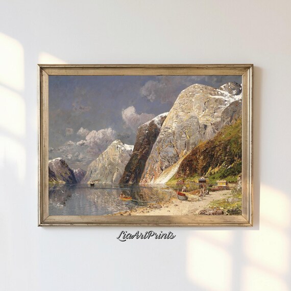 Vintage Mountain Landscape Wall Art Scenic Nature Rustic Travel Inspired Home Decor