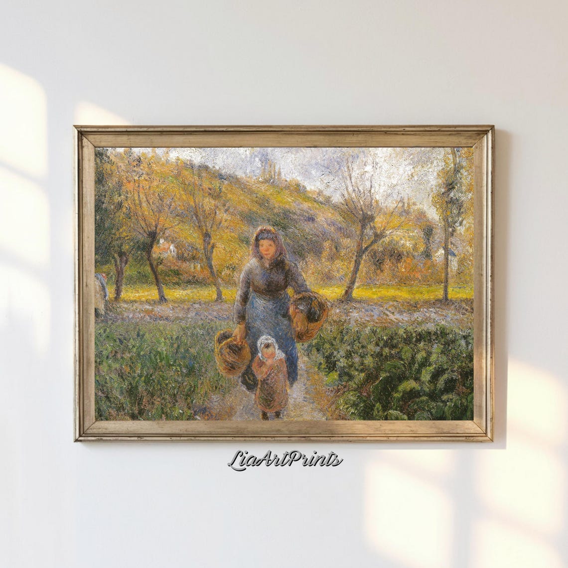 Mother And Child In Nature Art Rustic Pastoral Scene Impressionist Wall Decor Instant
