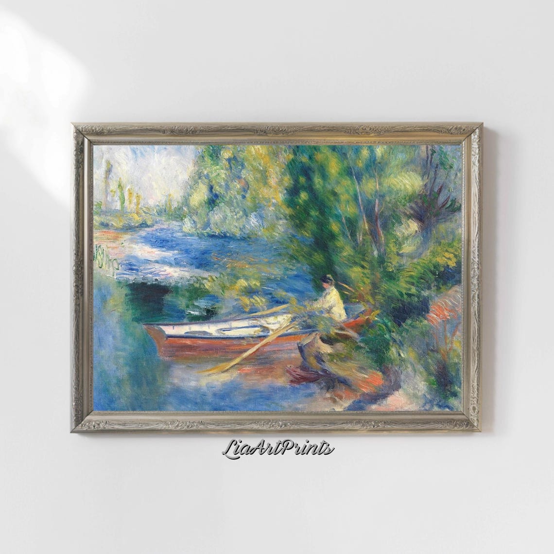 Impressionist Rowboat Scene Serene Riverside Art Nature Inspired Wall Decor - Image 4