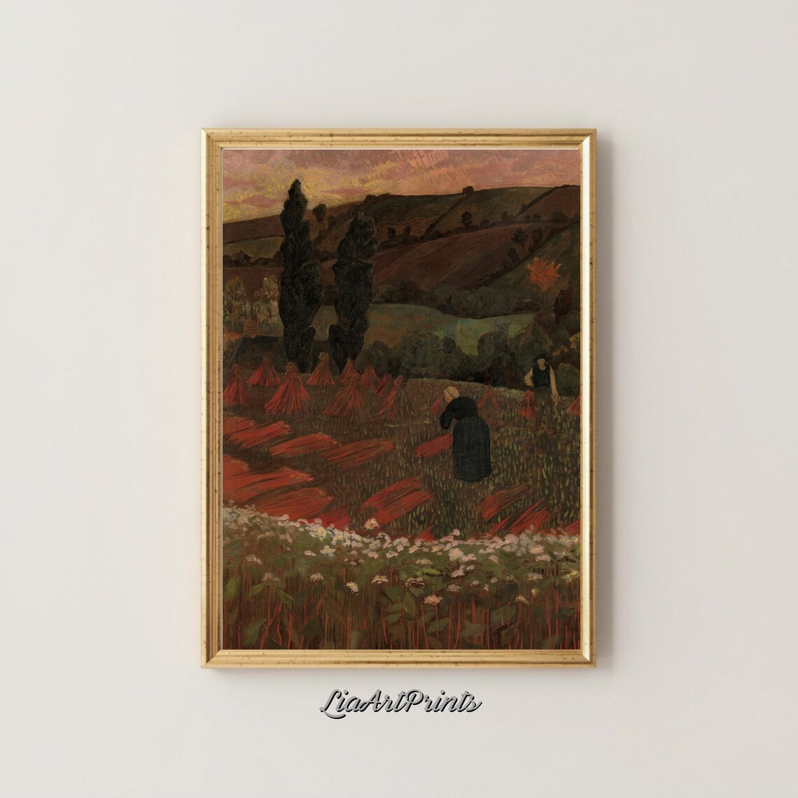 Rustic Harvest Scene At Dusk, Countryside Art Print - Image 4