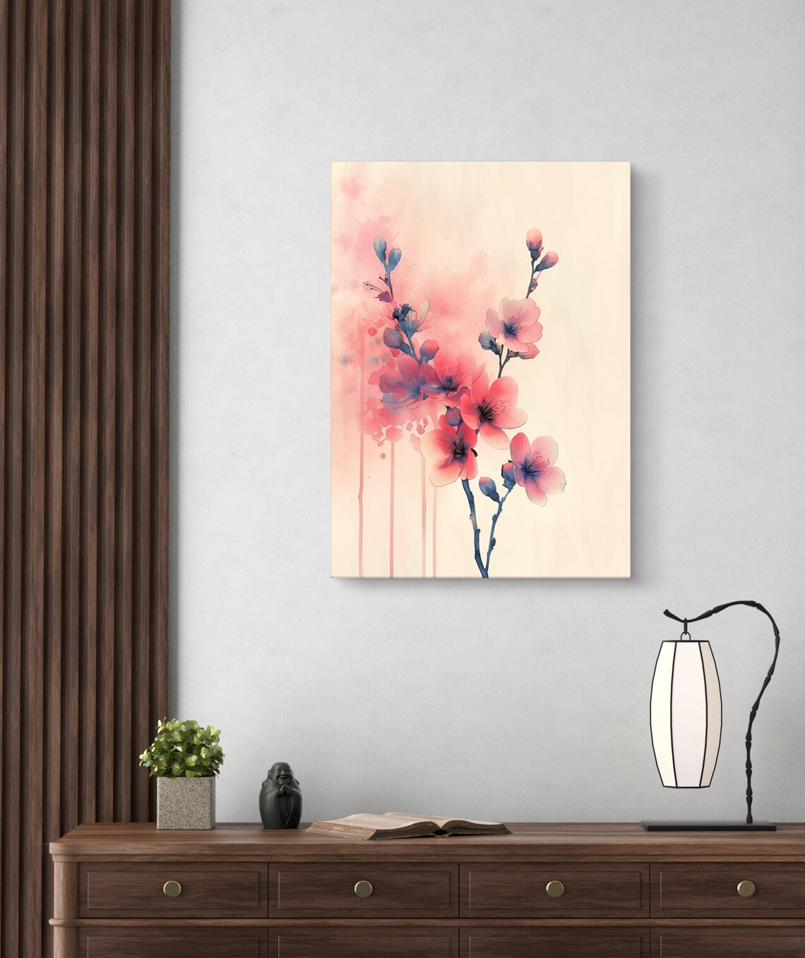 Zen Cherry Blossom Pink Watercolor Minimalist Asian Floral Art Poster - Image 4