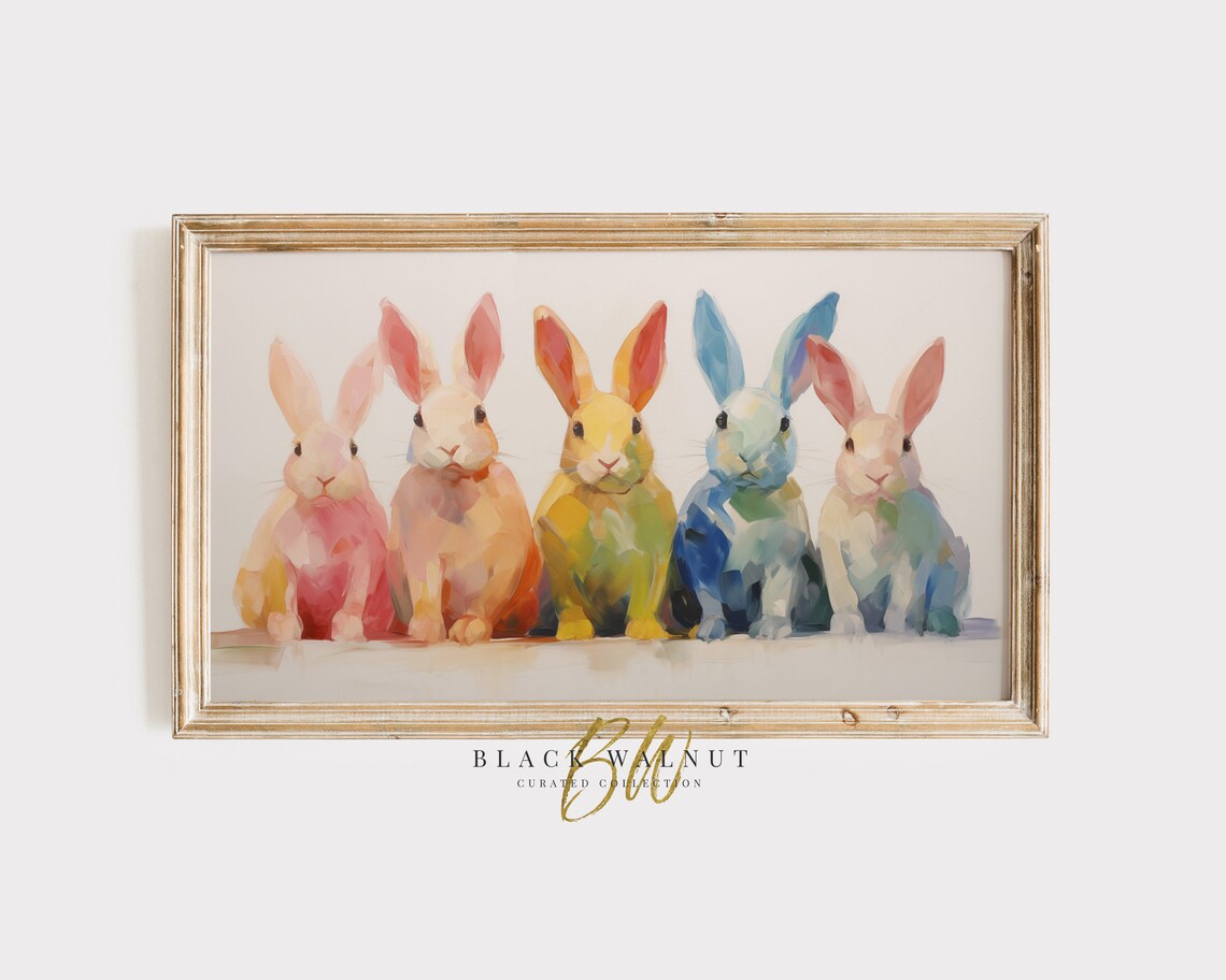 Easter Bunnies Modern Colorful Rabbit Art Print