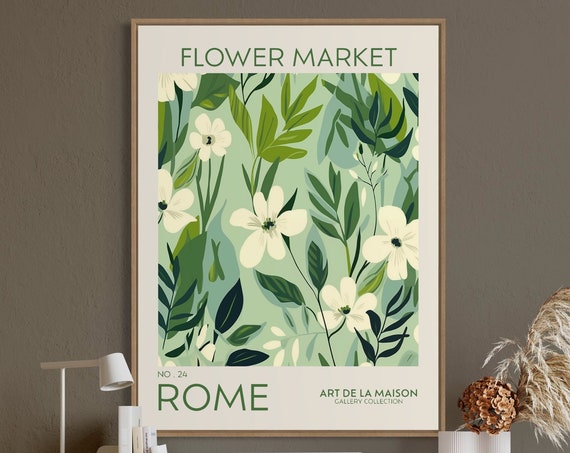 Flower Market Print, Vintage Floral Decor Poster